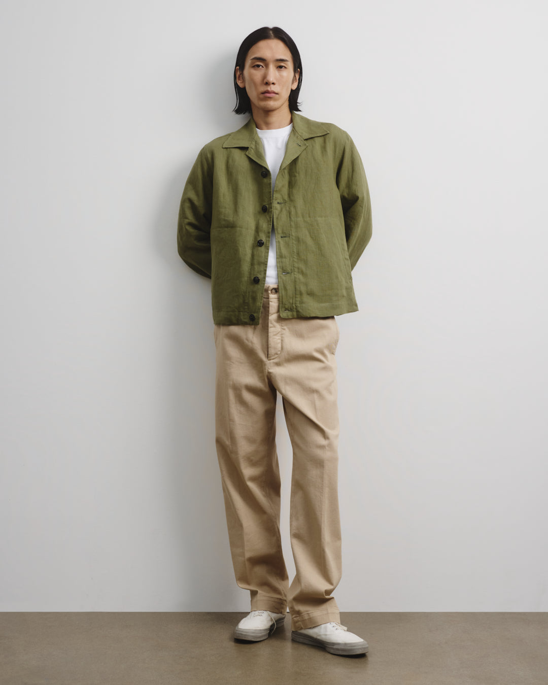 Coach jacket Mickie in lino, sfoderata, verde - Fatigue green