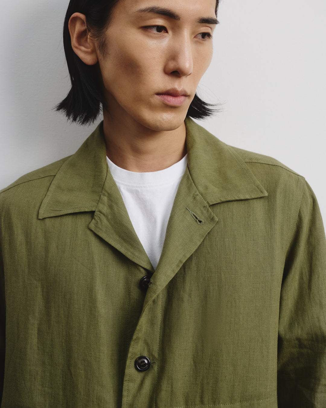 Coach jacket Mickie in lino, sfoderata, verde - Fatigue green
