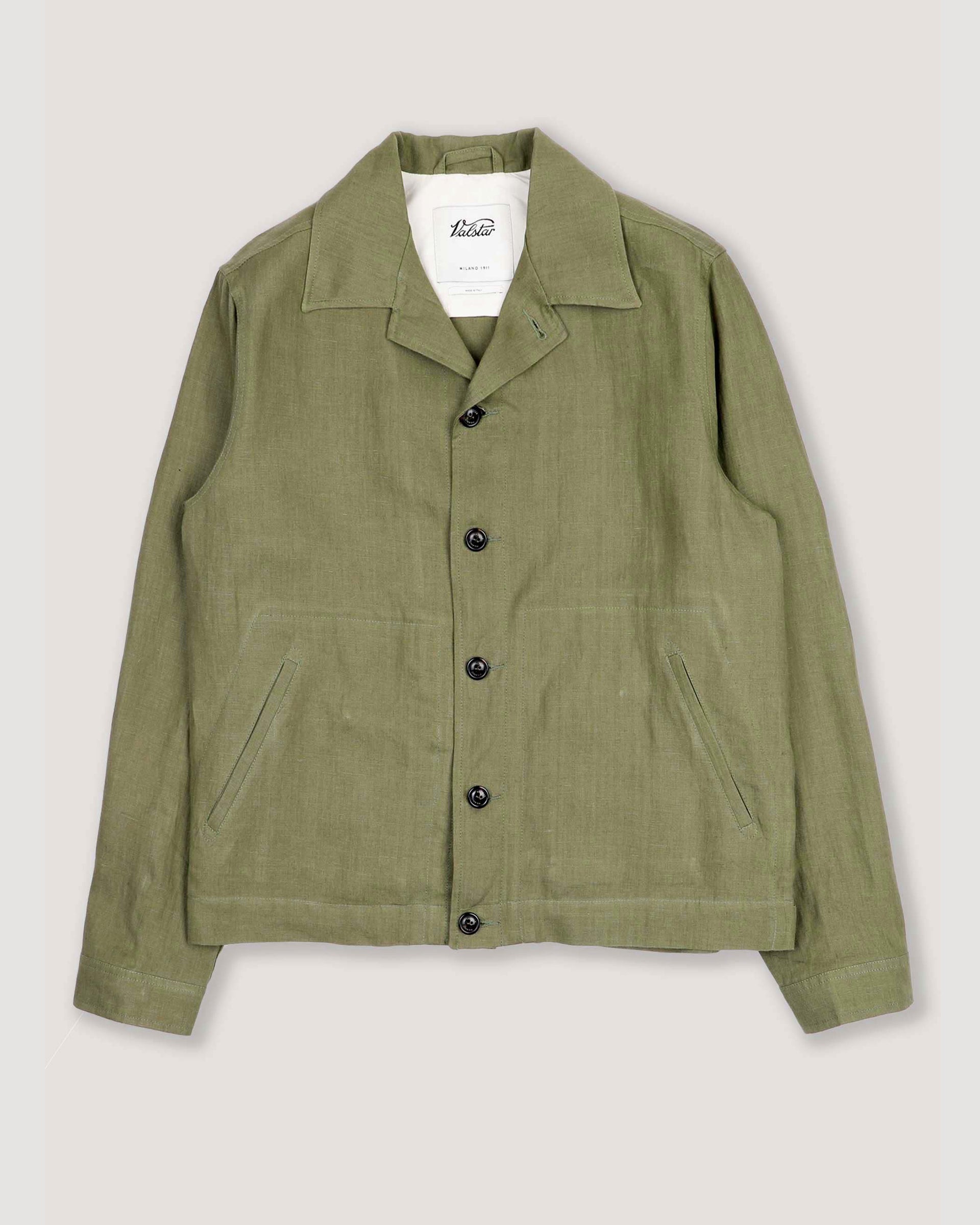Coach jacket Mickie in lino, sfoderata, verde - Fatigue green