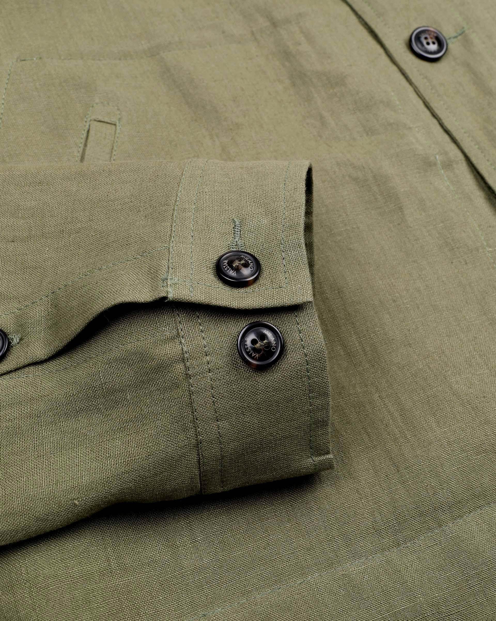 Coach jacket Mickie in lino, sfoderata, verde - Fatigue green