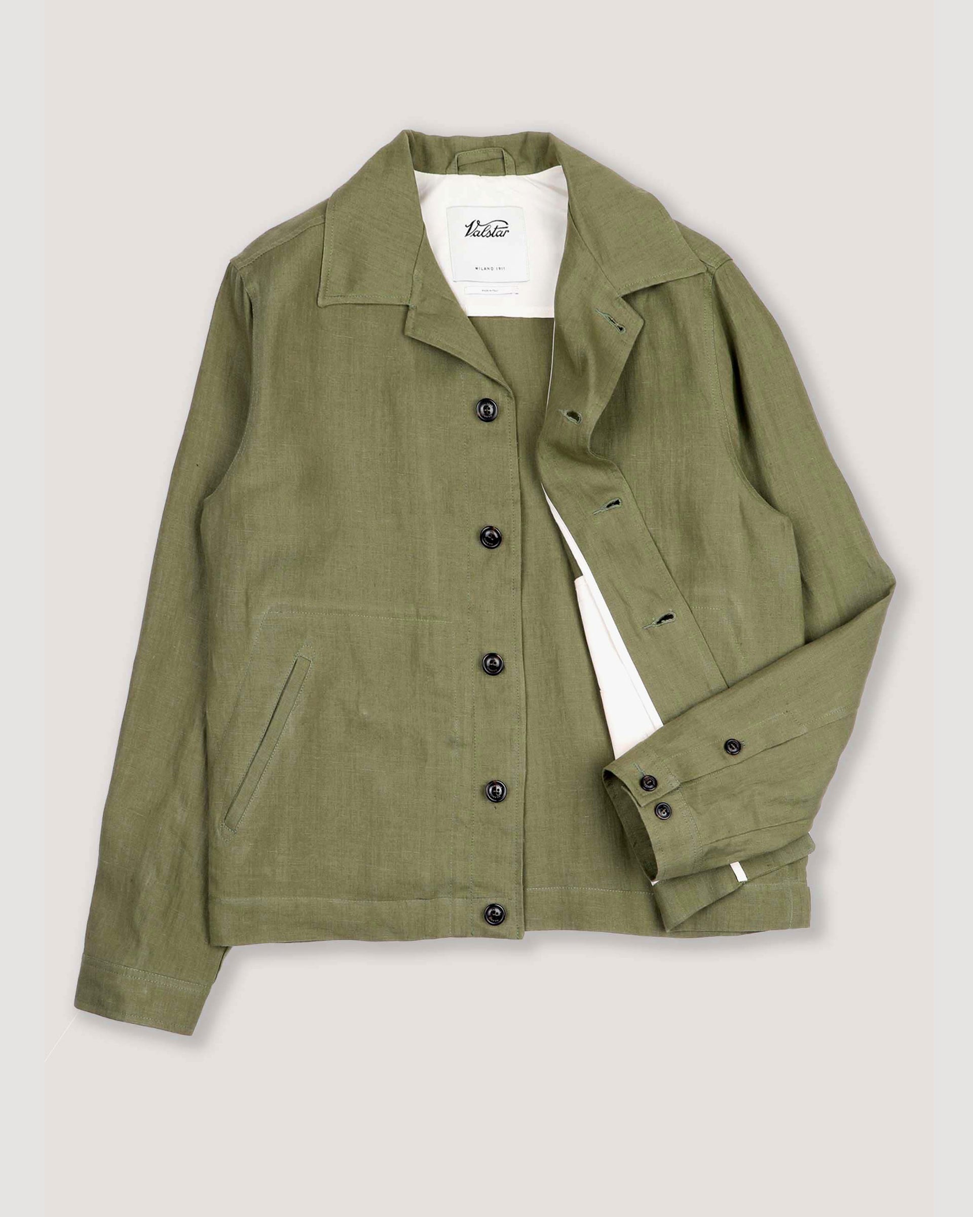 Coach jacket Mickie in lino, sfoderata, verde - Fatigue green