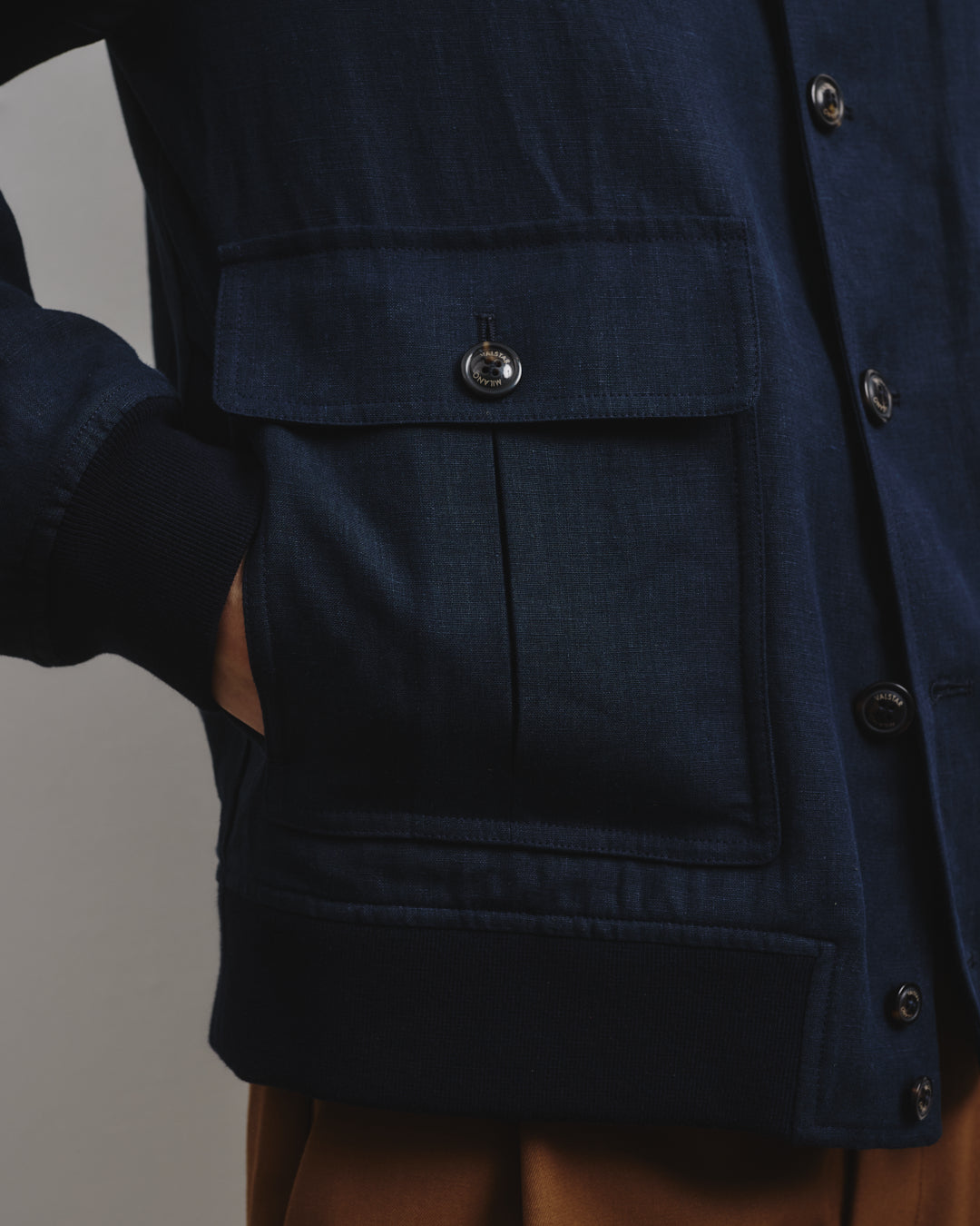 Linen Valstarino jacket, unlined. Blue - Blu notte