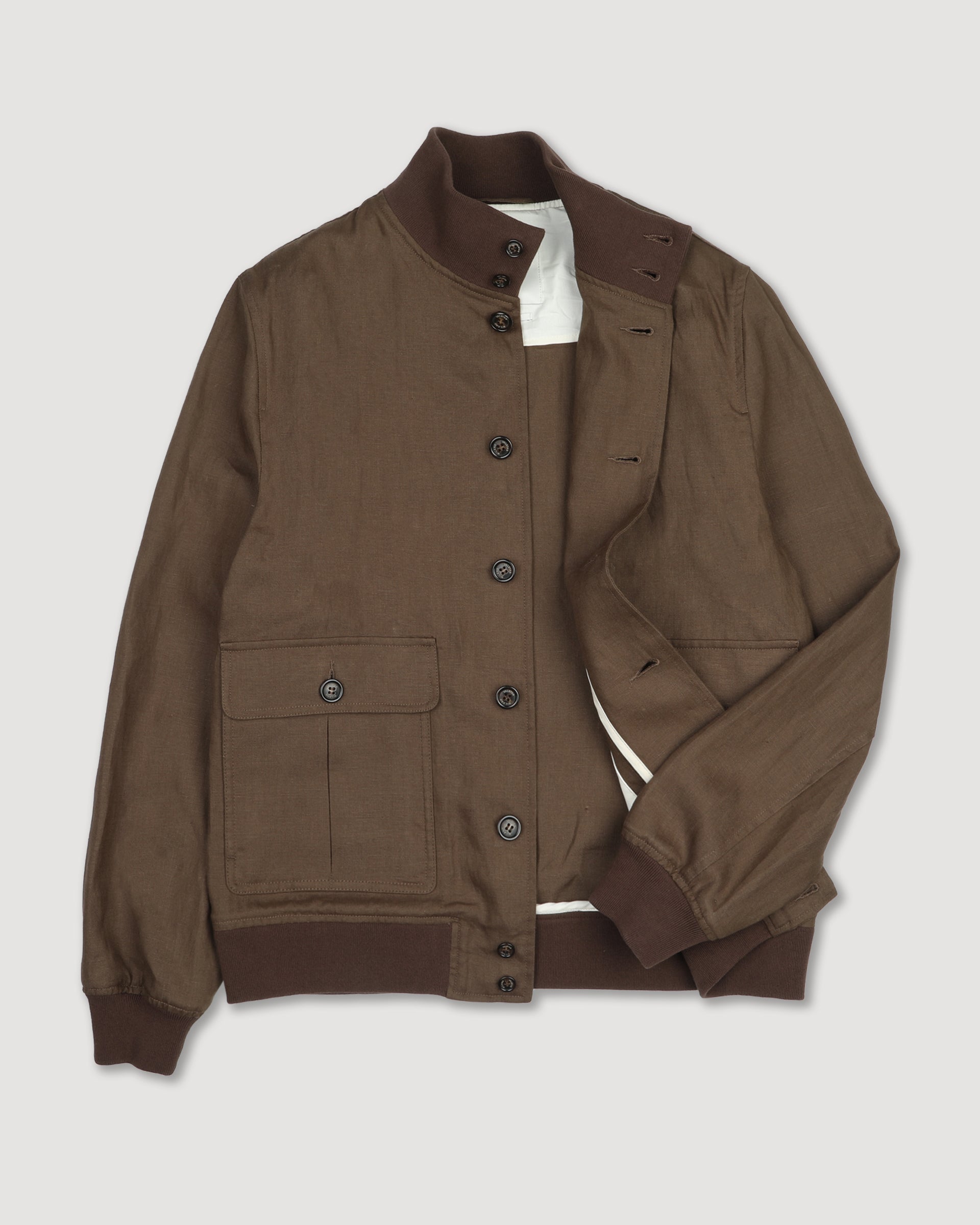 Giubbotto Valstarino in lino, sfoderato. Marrone - Caramello