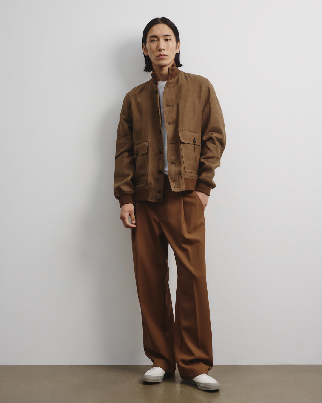 Giubbotto Valstarino in lino, sfoderato. Marrone - Ghianda