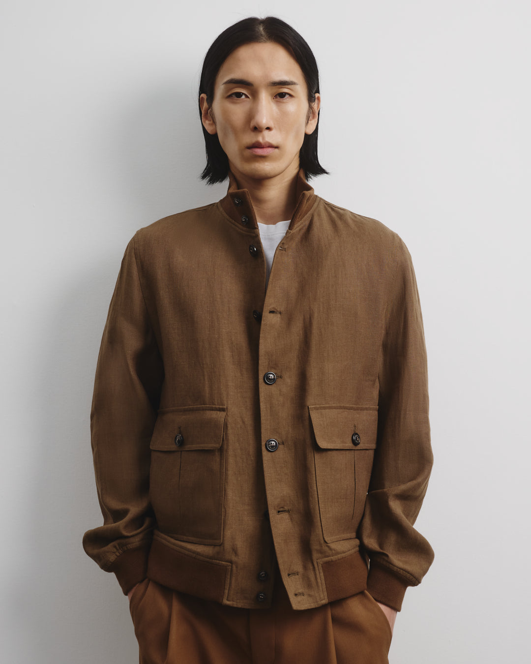 Giubbotto Valstarino in lino, sfoderato. Marrone - Ghianda