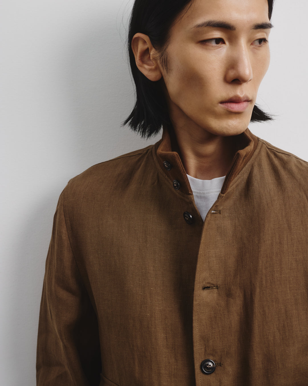Linen Valstarino jacket, unlined. Brown - Acorn