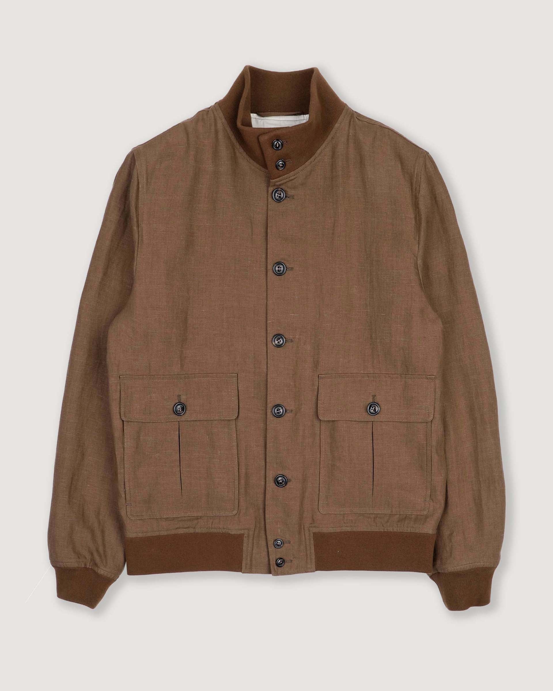 Linen Valstarino jacket, unlined. Brown - Acorn