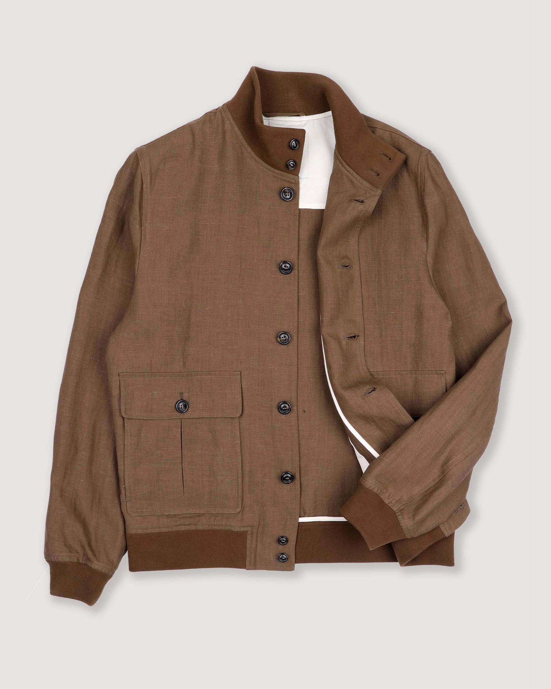 Giubbotto Valstarino in lino, sfoderato. Marrone - Ghianda