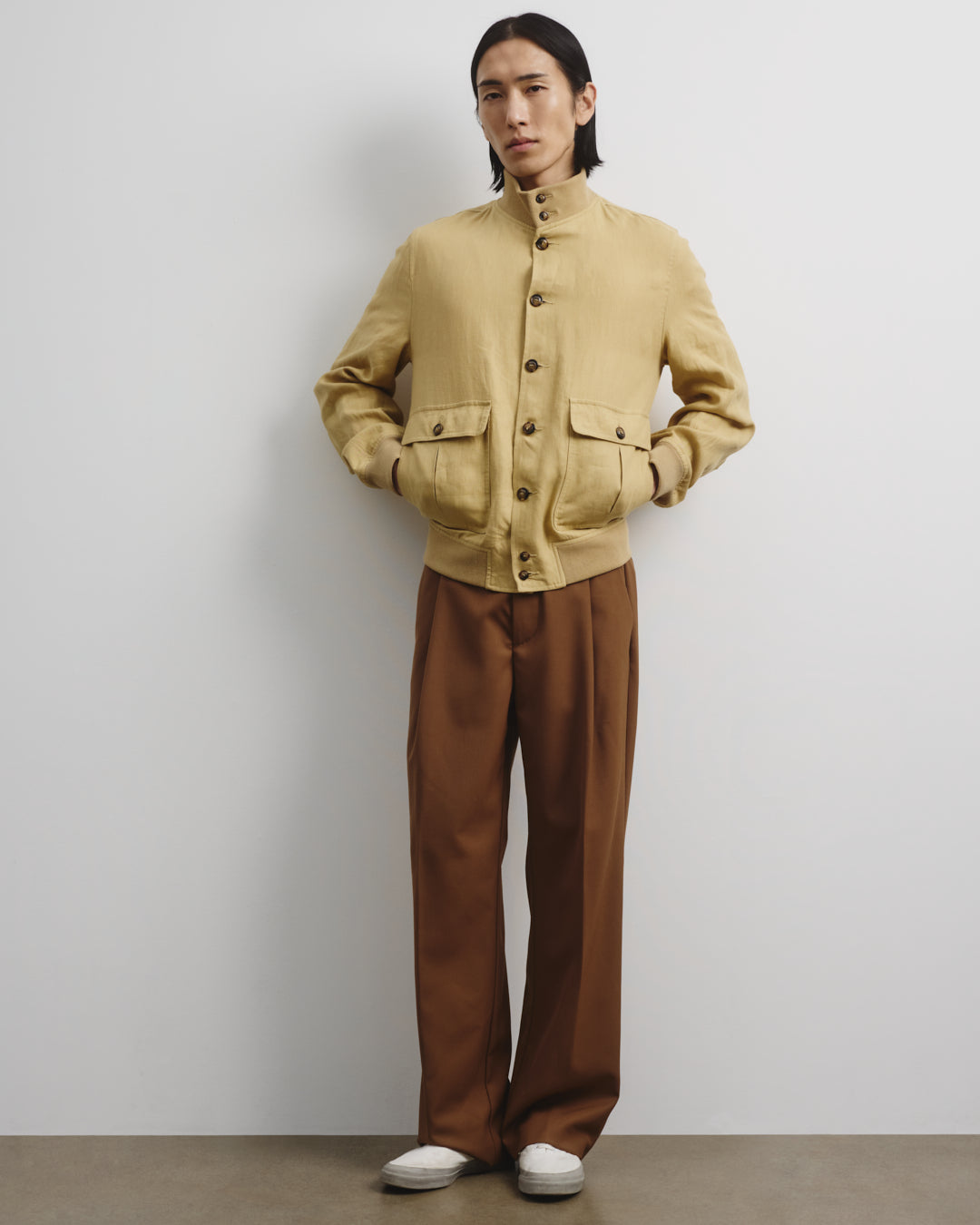 Giubbotto Valstarino in lino, sfoderato. Giallo - Propoli