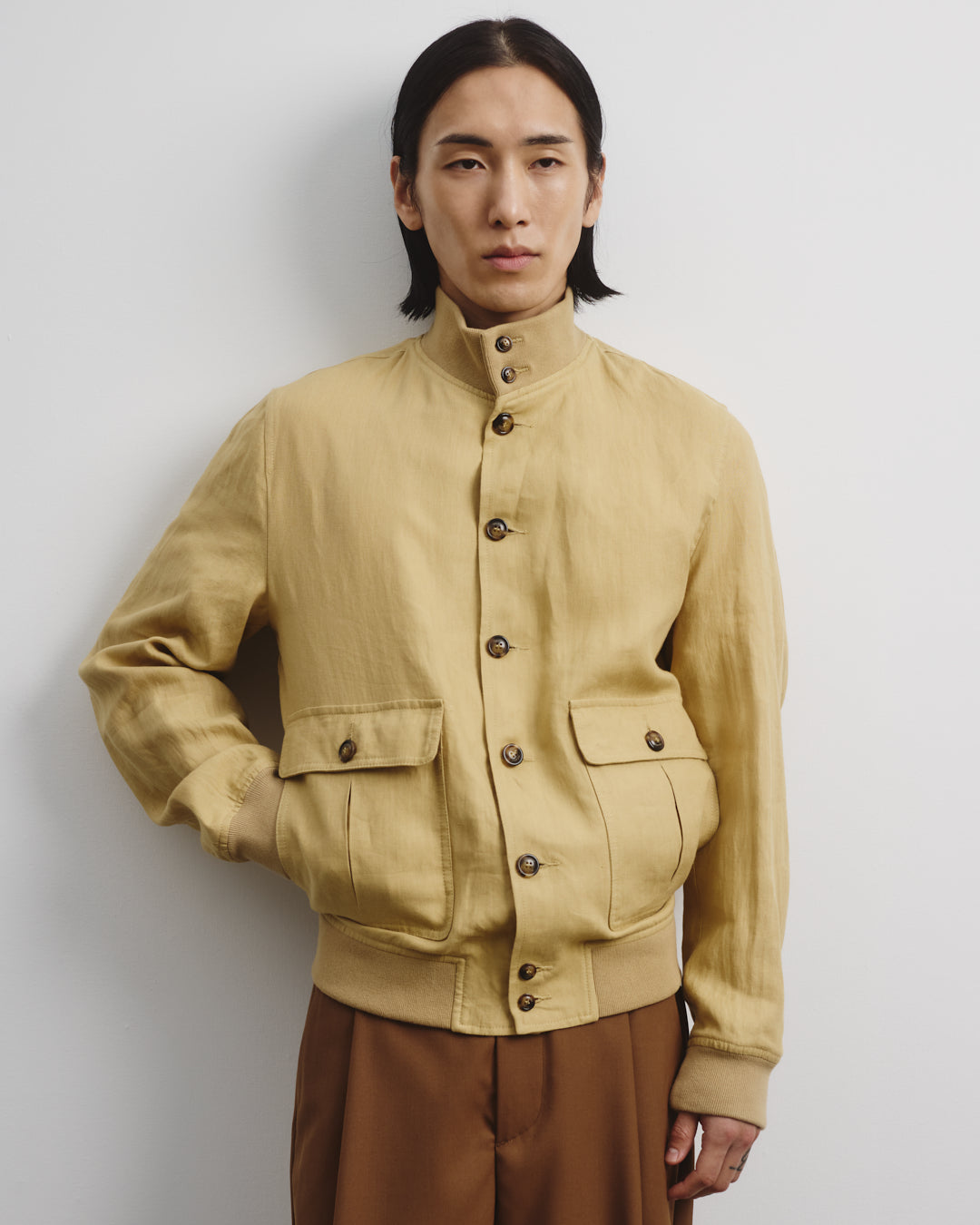 Giubbotto Valstarino in lino, sfoderato. Giallo - Propoli