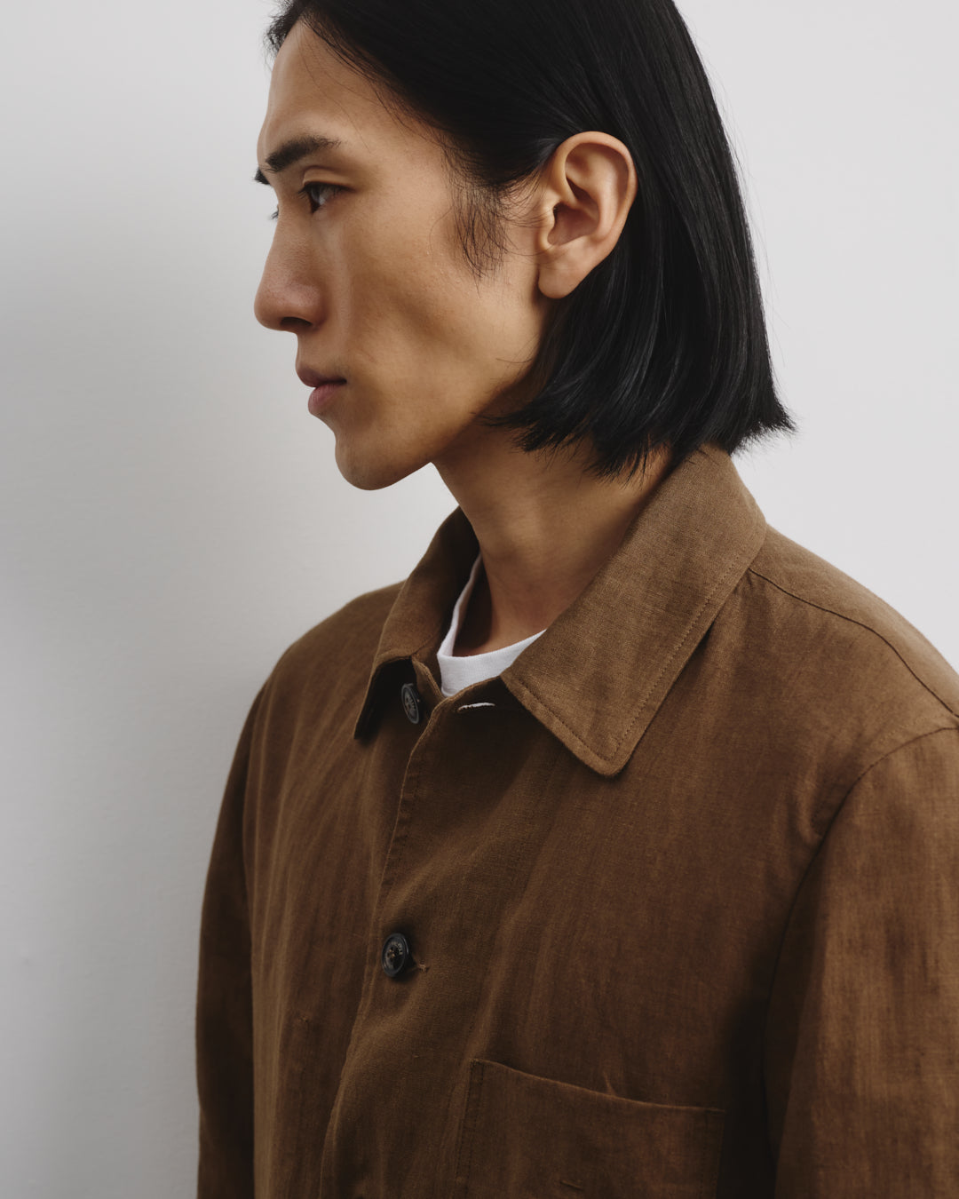 Work jacket Luke in lino, sfoderata. Marrone - Ghianda