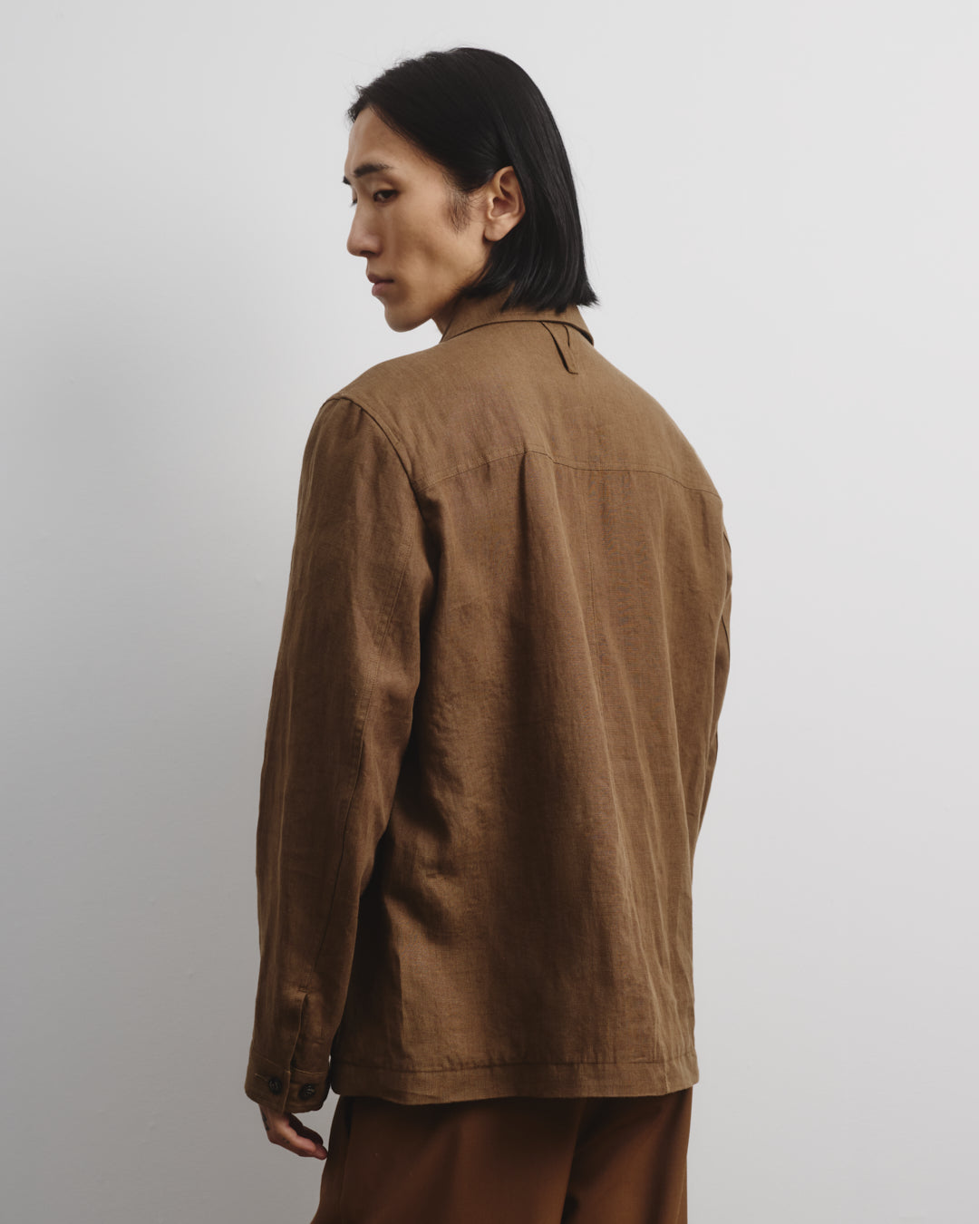 Work jacket Luke in lino, sfoderata. Marrone - Ghianda