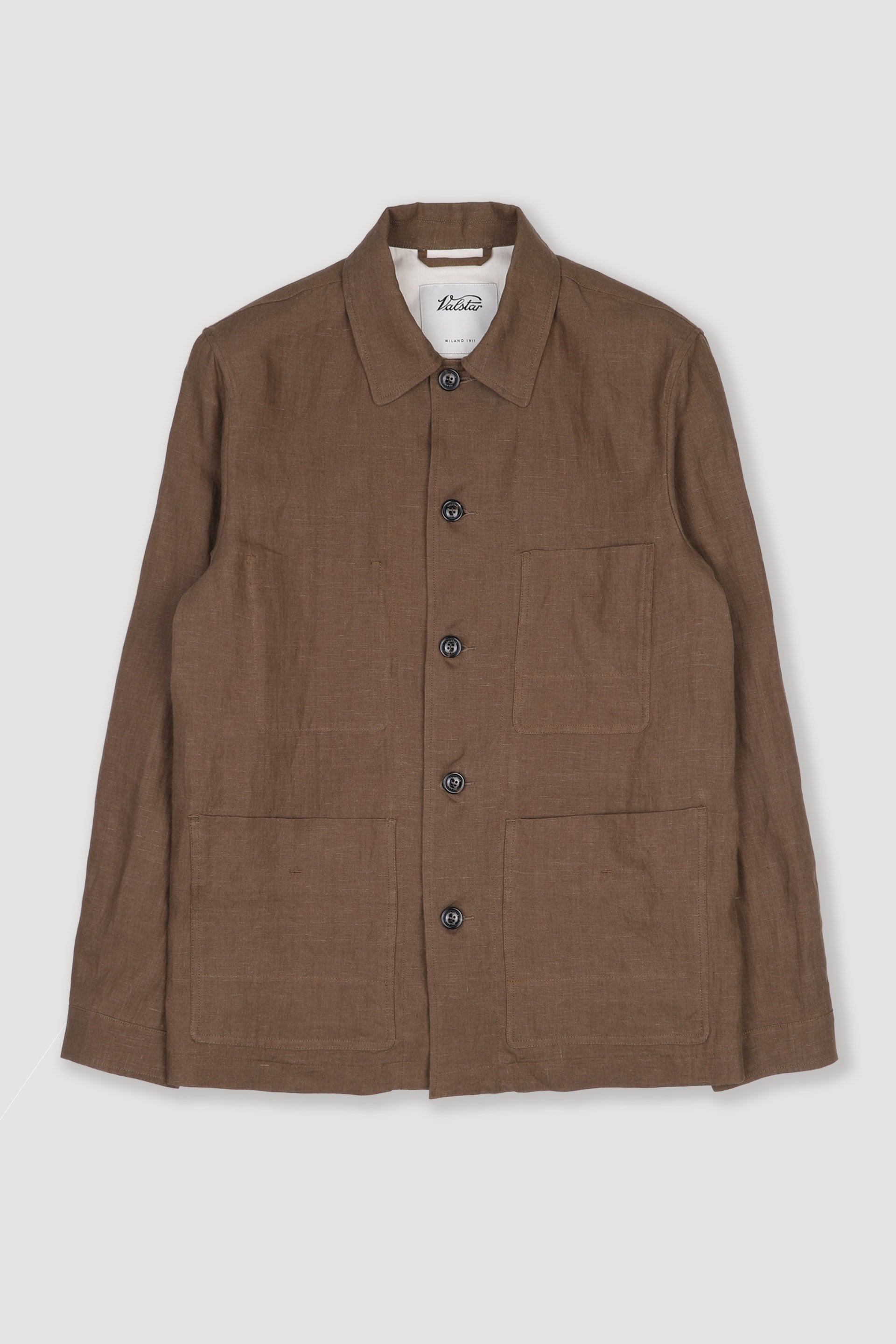 Work jacket Luke in lino, sfoderata. Marrone - Ghianda