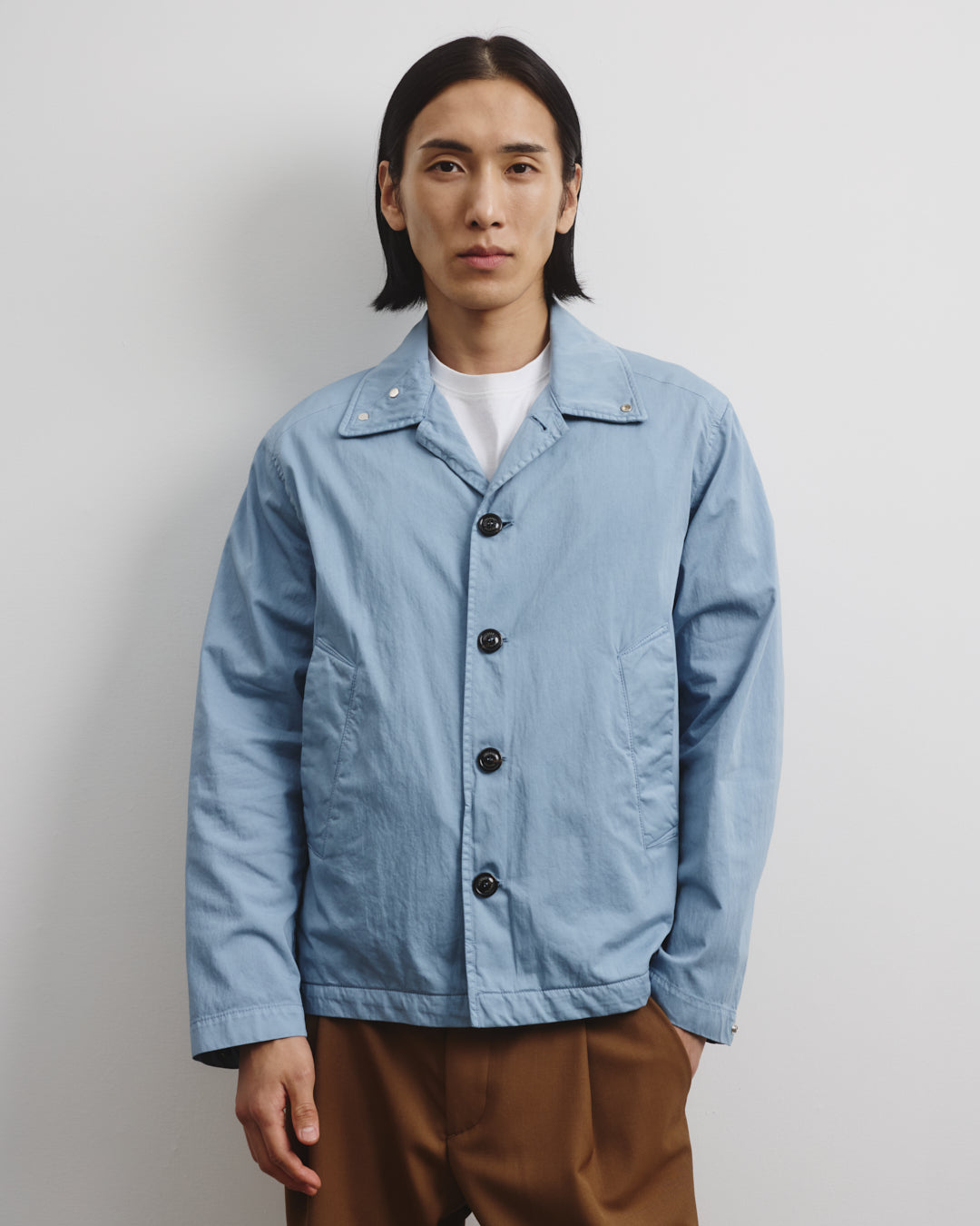 Coach jacket Ted in cotone-nylon, sfoderata. Azzurro - Pilota