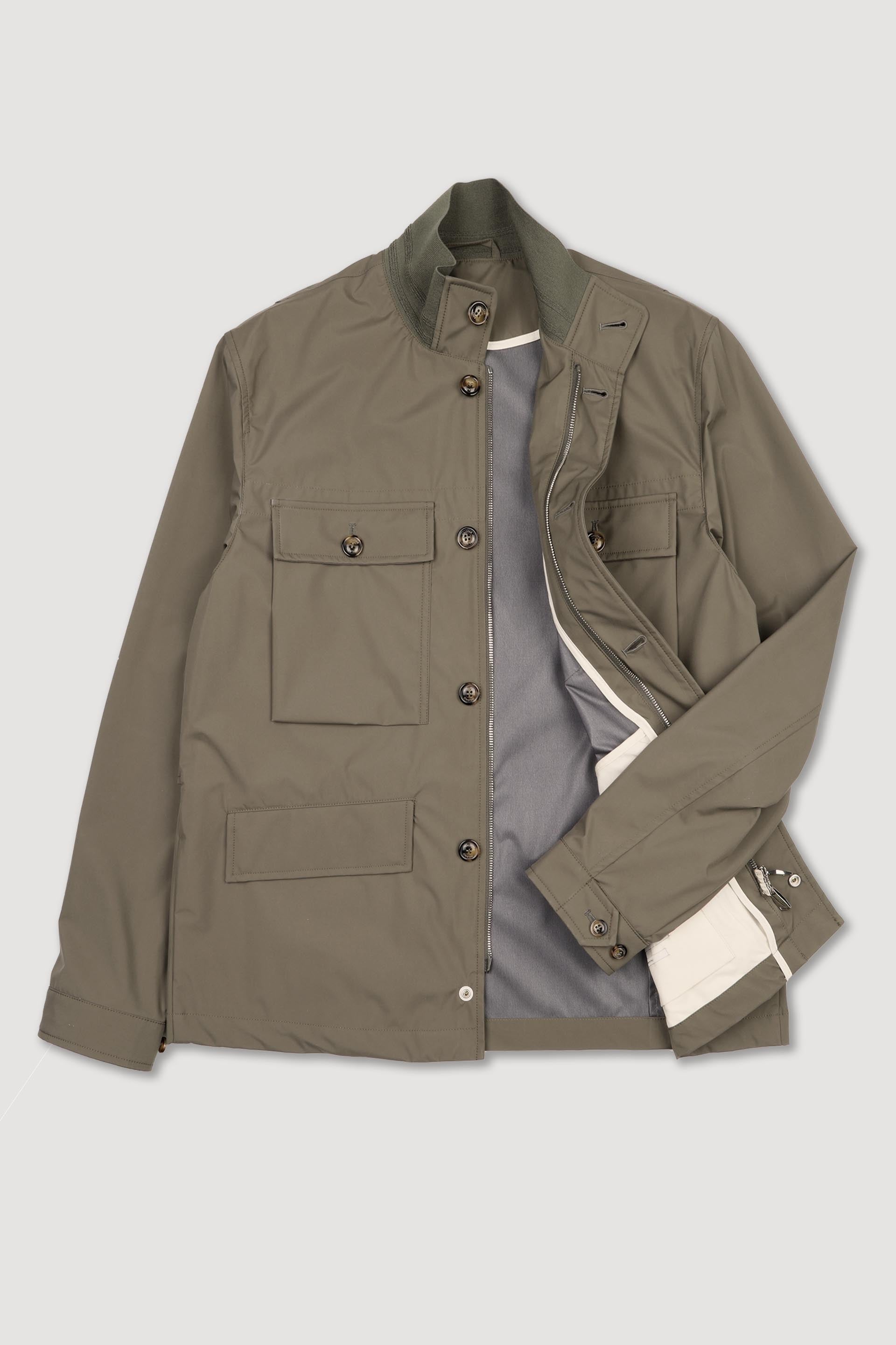 Field Jacket Harry in microfibra 3 layer waterproof, sfoderata. Verde - Cappero