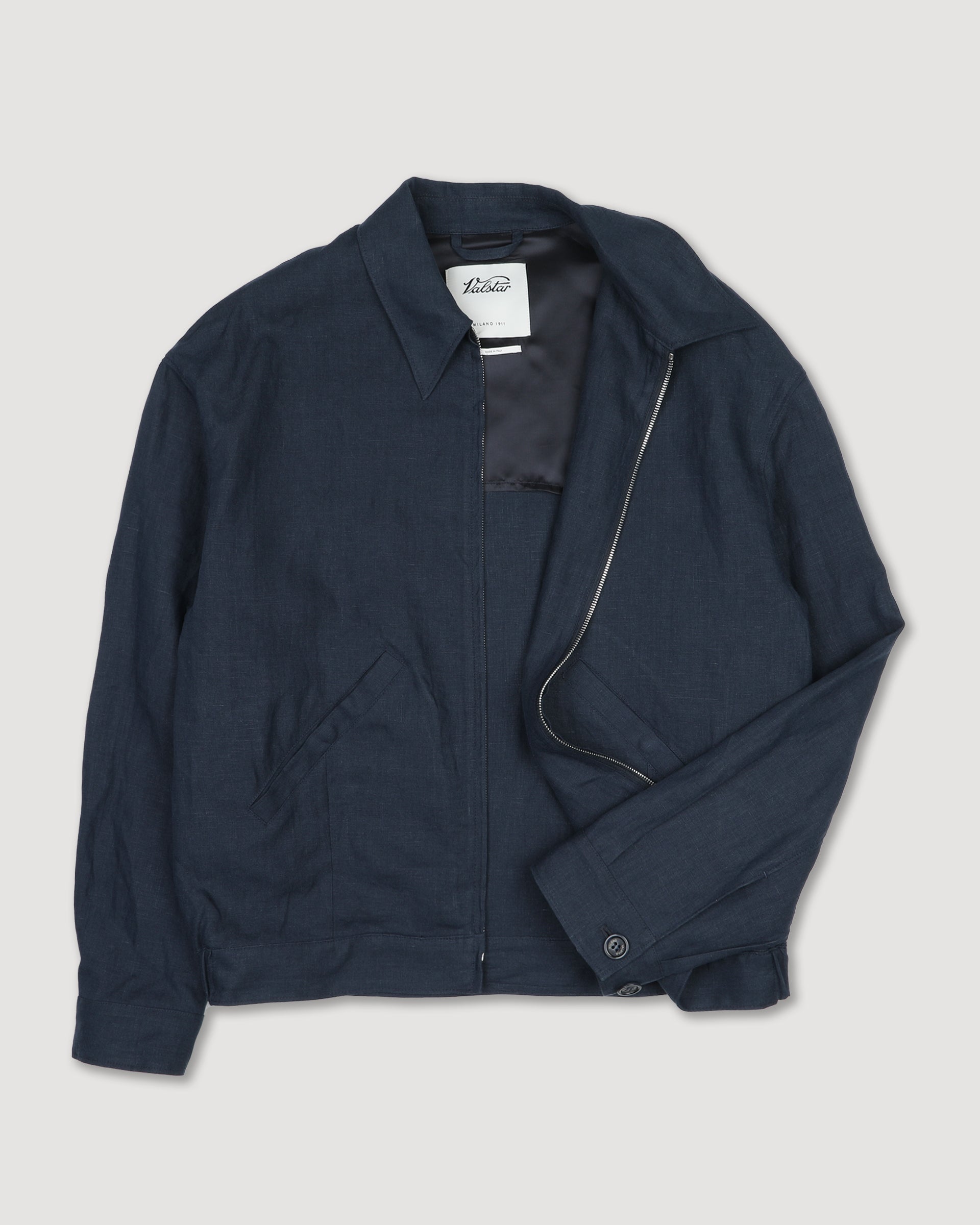 Giubbotto bomber Stan in puro lino - Blu notte
