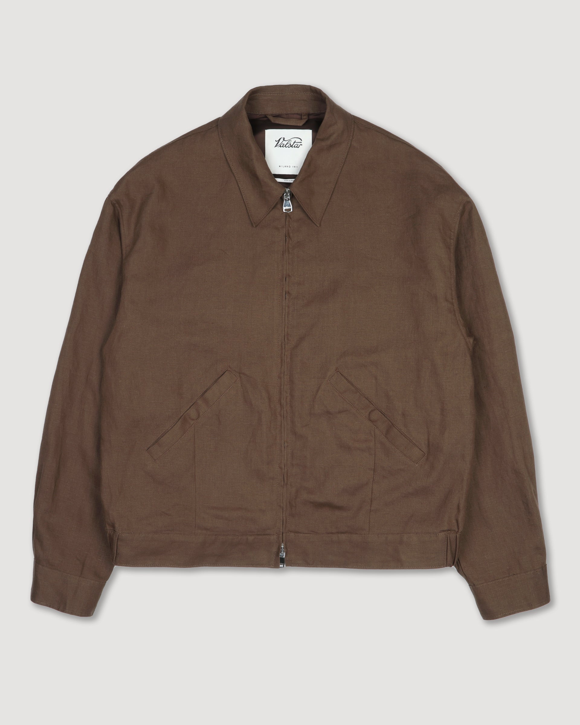 Giubbotto bomber Stan in puro lino. Marrone - Caramello