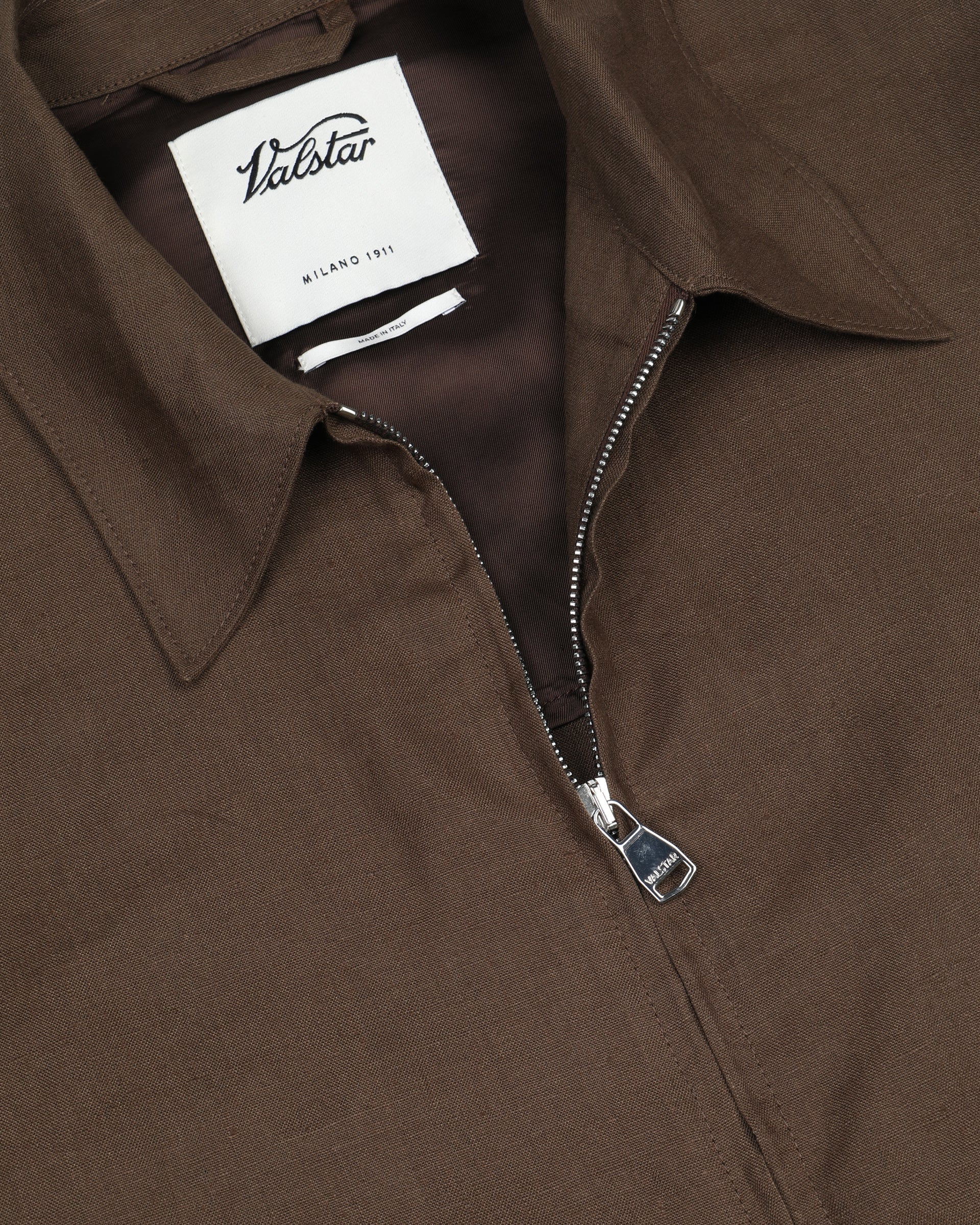 Stan bomber jacket in pure linen. Brown - Caramello