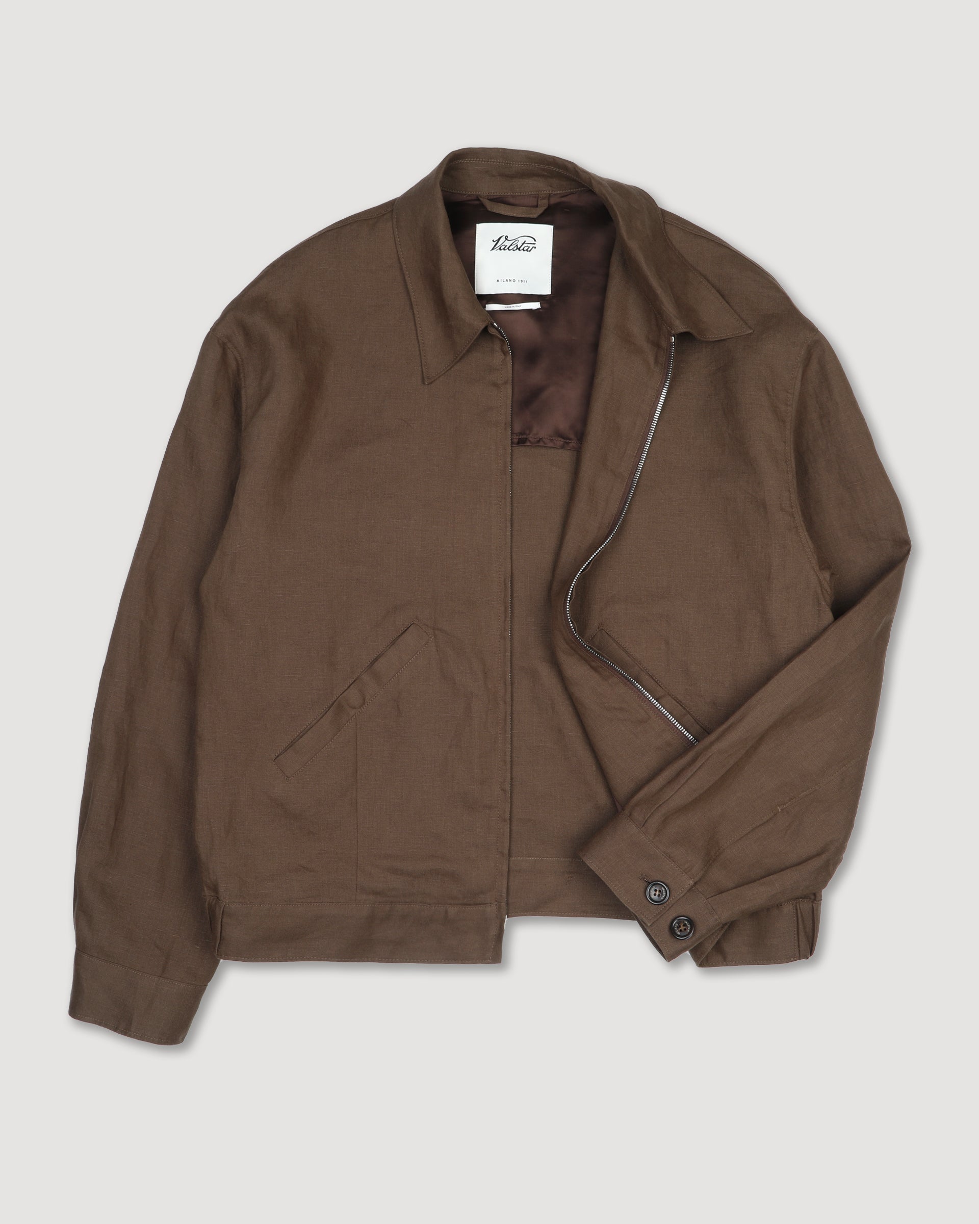 Giubbotto bomber Stan in puro lino. Marrone - Caramello