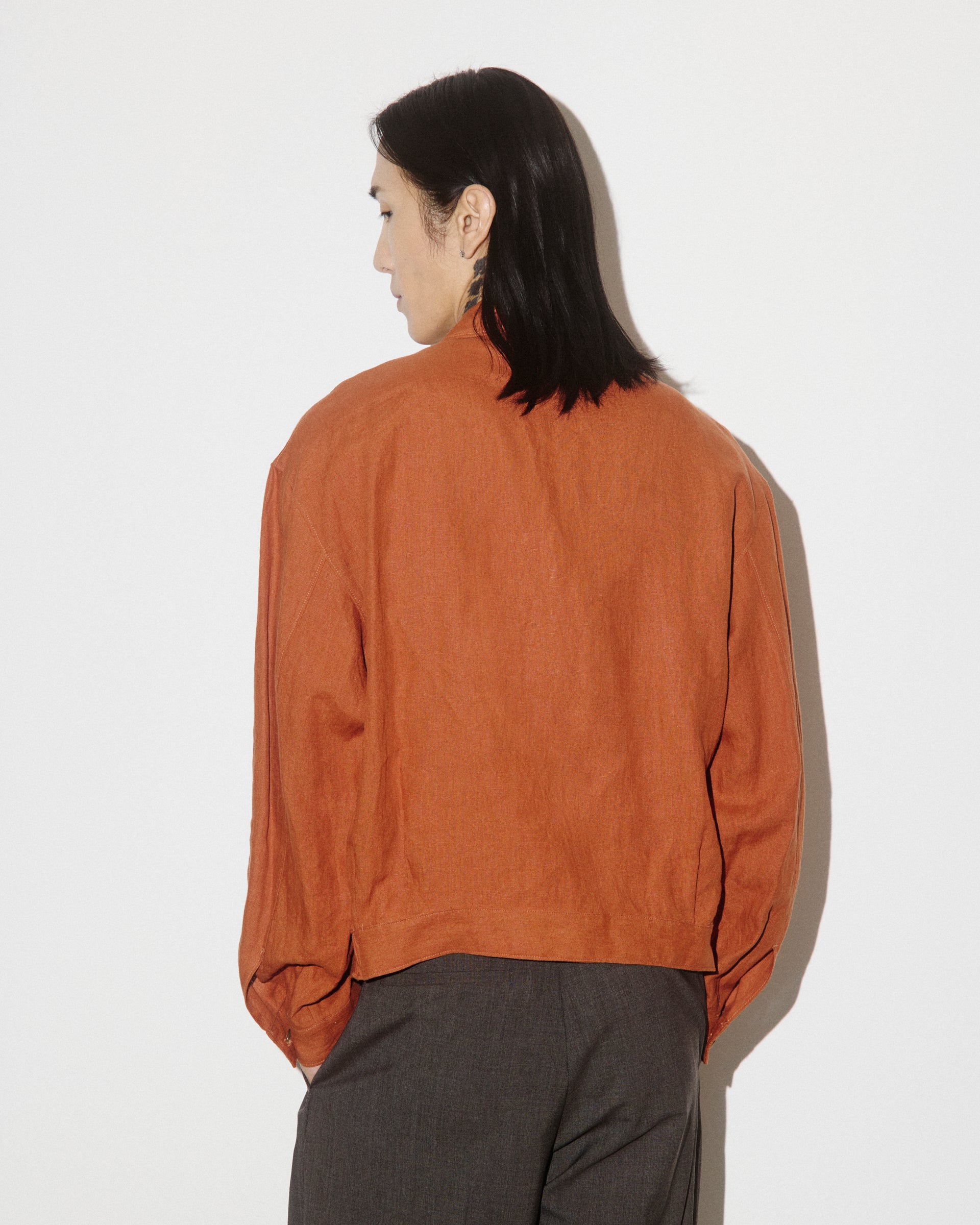 Giubbotto bomber Stan in puro lino. Arancione - Carota