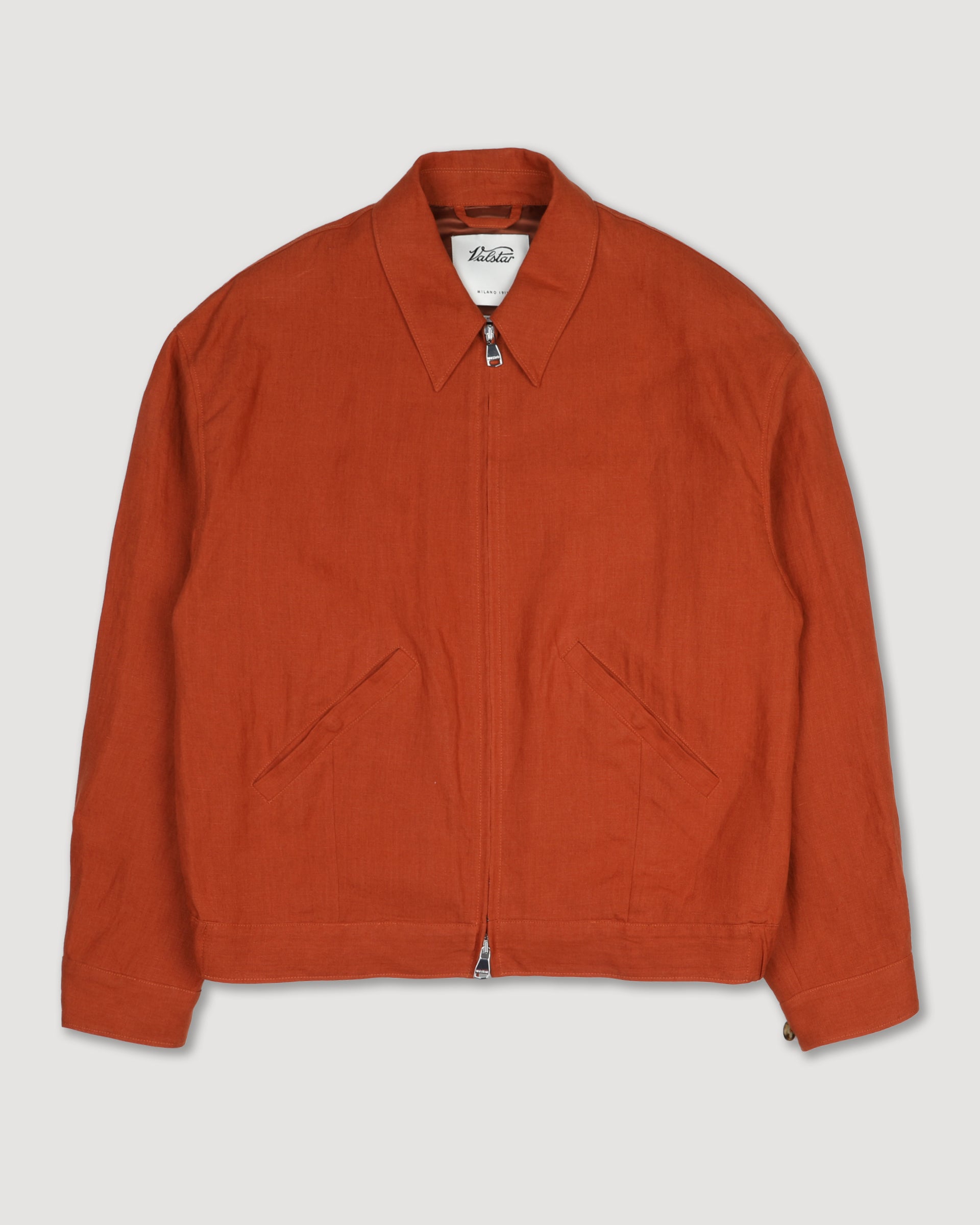Stan bomber jacket in pure linen. Orange - Carota