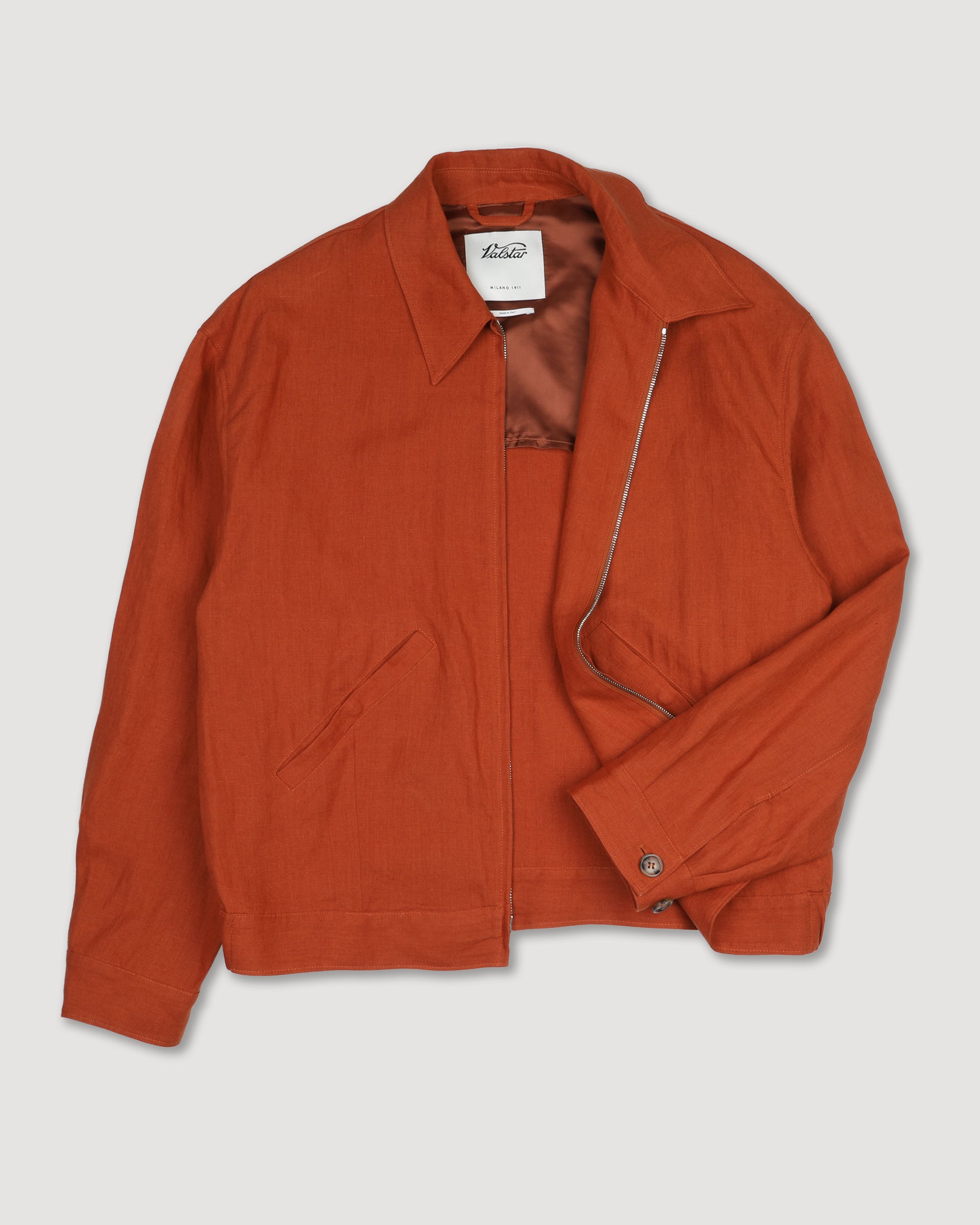 Giubbotto bomber Stan in puro lino. Arancione - Carota