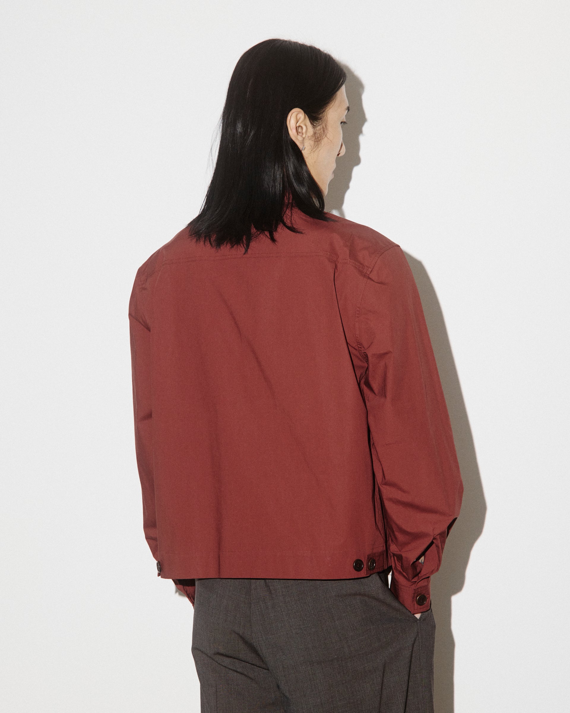 UOMO- OVERSHIRT JACKET CON BOTTONI IN TESSUTO POPELINE STRETCH, SFODERATO - Ruggine