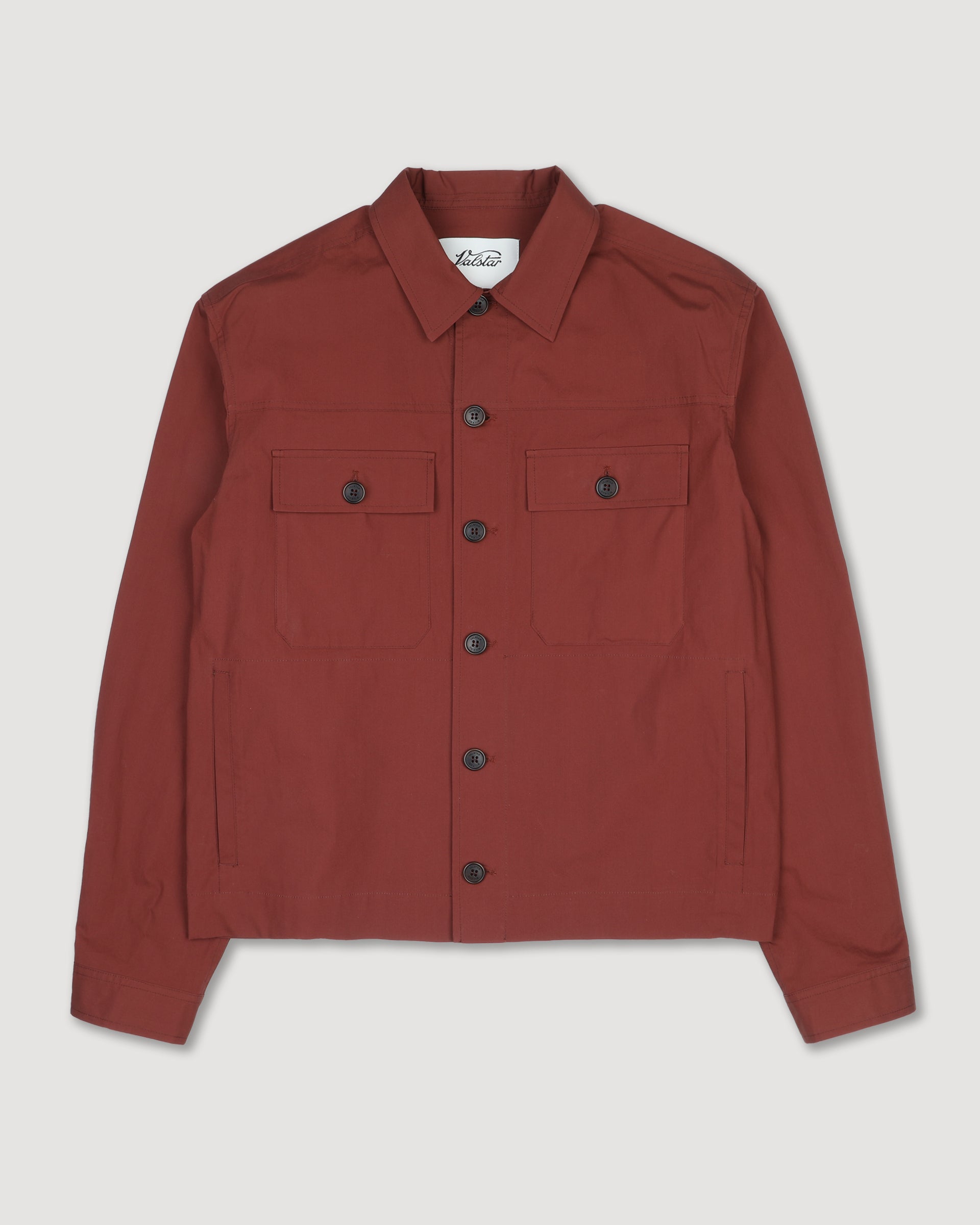 UOMO- OVERSHIRT JACKET CON BOTTONI IN TESSUTO POPELINE STRETCH, SFODERATO - Ruggine