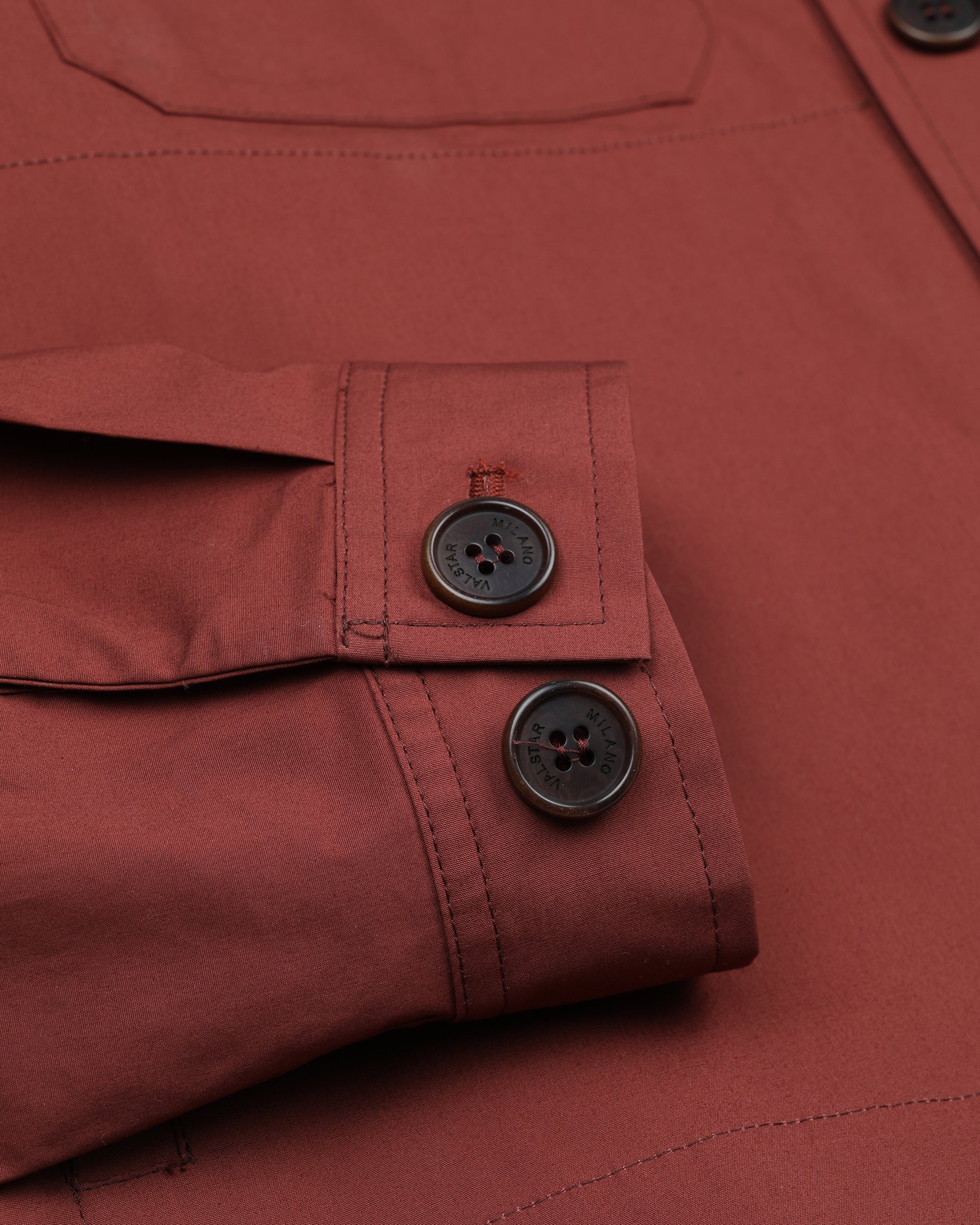 UOMO- OVERSHIRT JACKET CON BOTTONI IN TESSUTO POPELINE STRETCH, SFODERATO - Ruggine