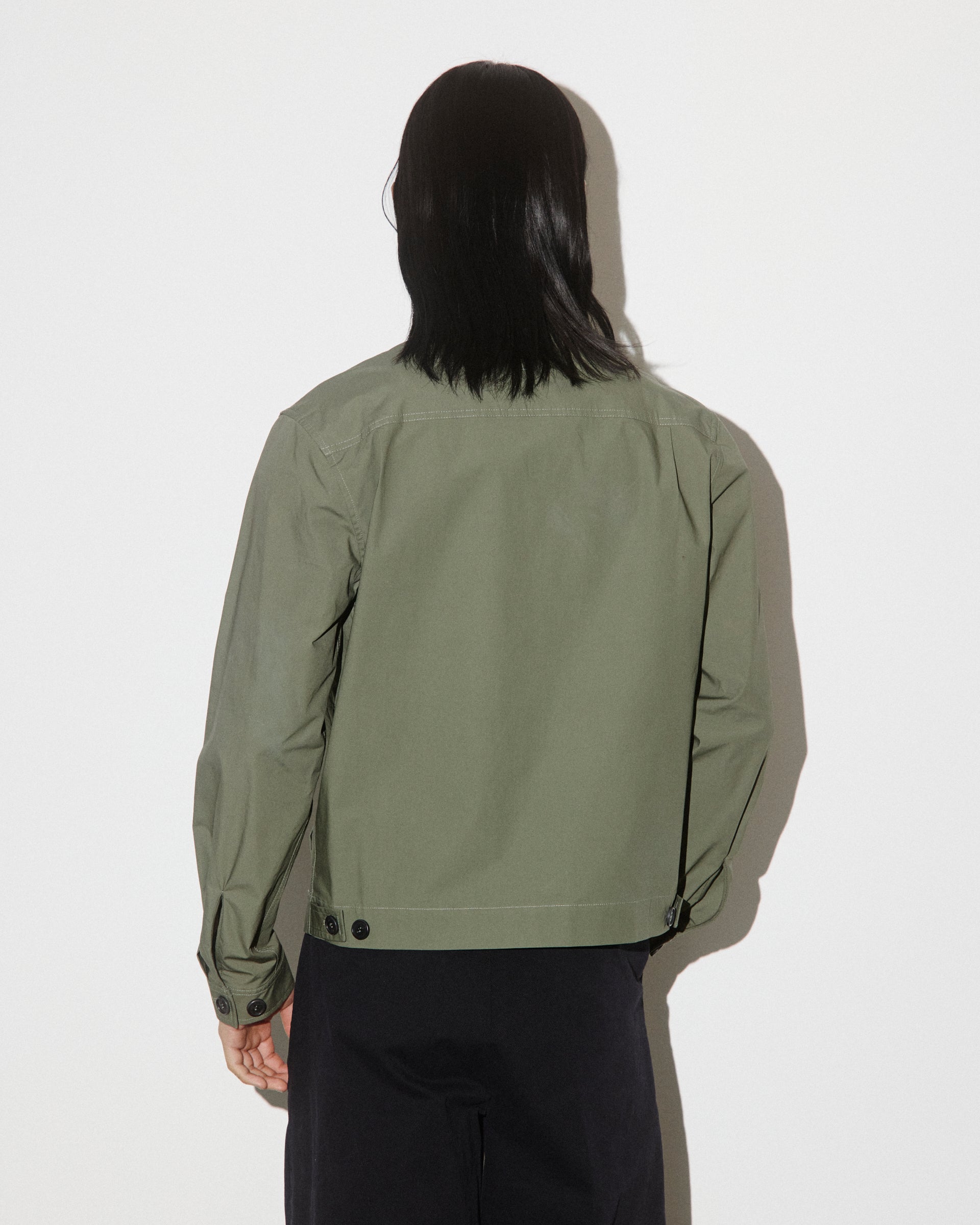 UOMO- OVERSHIRT JACKET CON BOTTONI IN TESSUTO POPELINE STRETCH, SFODERATO - Frantoio