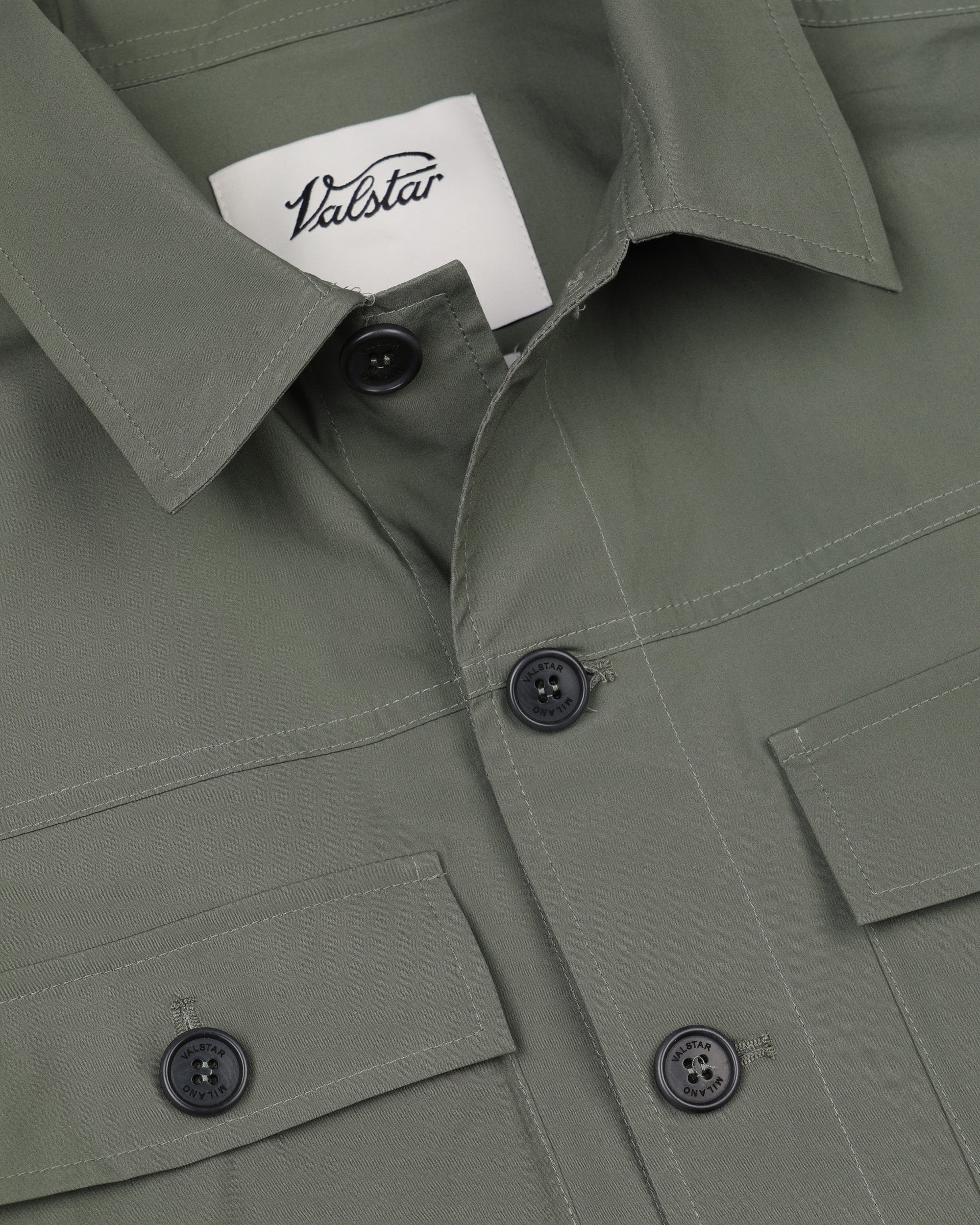 UOMO- OVERSHIRT JACKET CON BOTTONI IN TESSUTO POPELINE STRETCH, SFODERATO - Frantoio