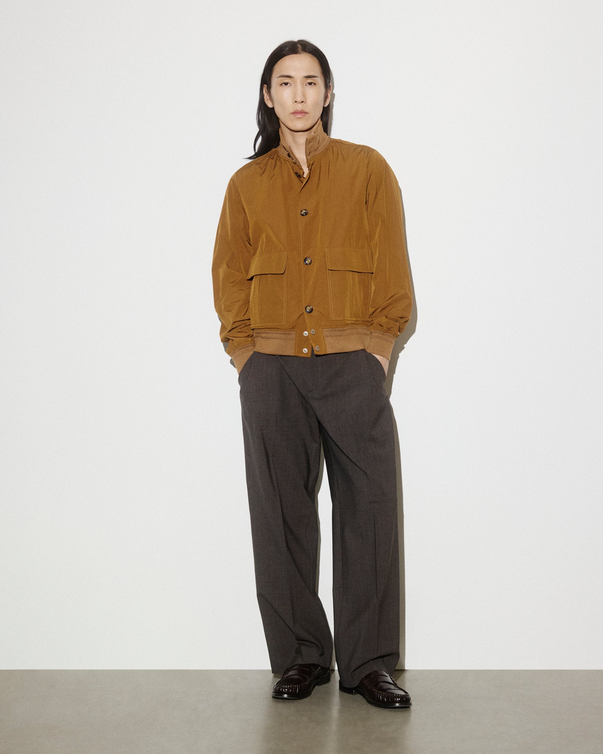 UOMO- GIUBBOTTO (VALSTARINO) COLLO ALTO CON BOTTONI E TASCHE APPLICATE IN TESSUTO COTONE/NYLON MANOPESCA WR, COLLO POLSI E FONDO IN RETTILINEA ,SFODERATO - Cigar