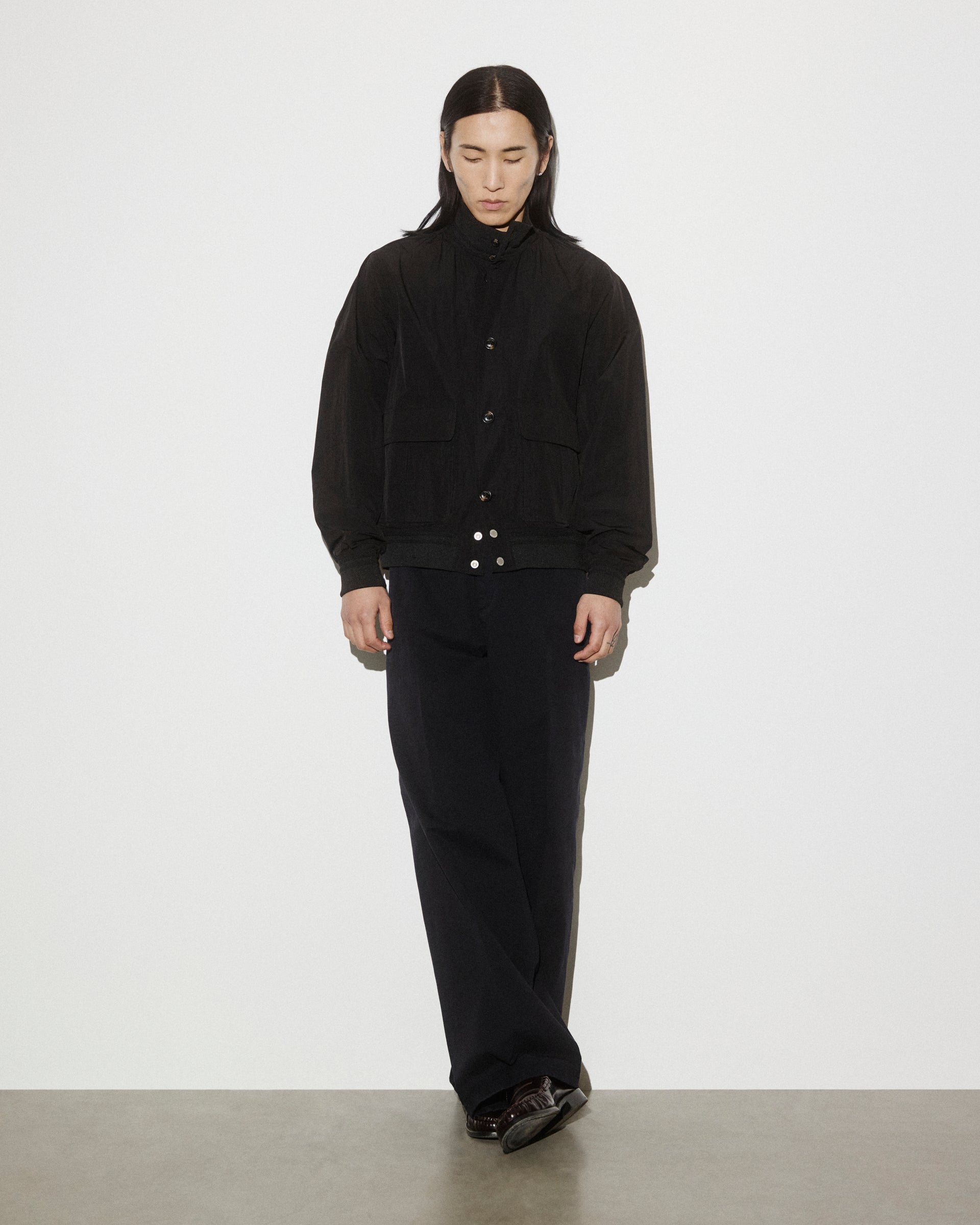 UOMO- GIUBBOTTO (VALSTARINO) COLLO ALTO CON BOTTONI E TASCHE APPLICATE IN TESSUTO COTONE/NYLON MANOPESCA WR, COLLO POLSI E FONDO IN RETTILINEA ,SFODERATO - Black