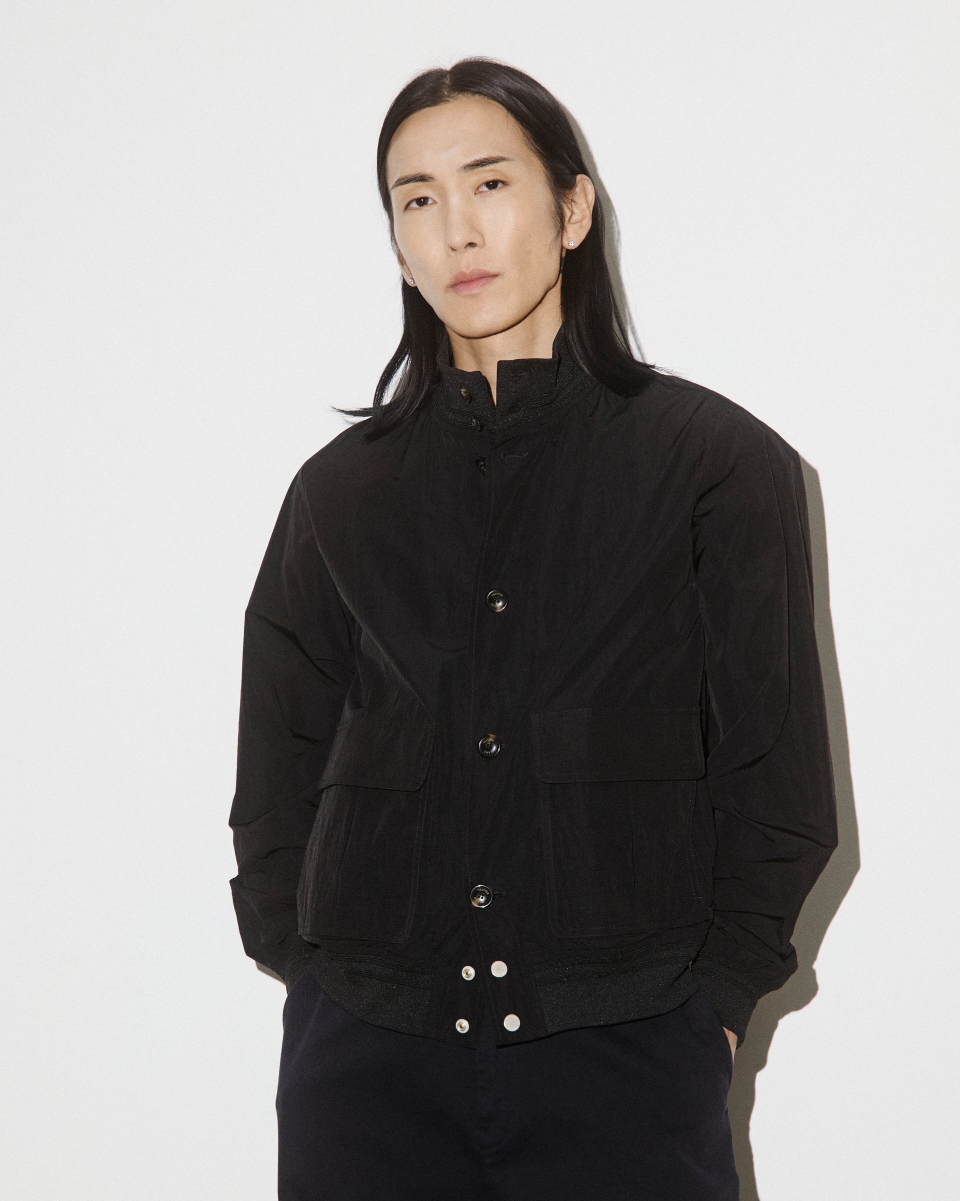 UOMO- GIUBBOTTO (VALSTARINO) COLLO ALTO CON BOTTONI E TASCHE APPLICATE IN TESSUTO COTONE/NYLON MANOPESCA WR, COLLO POLSI E FONDO IN RETTILINEA ,SFODERATO - Black