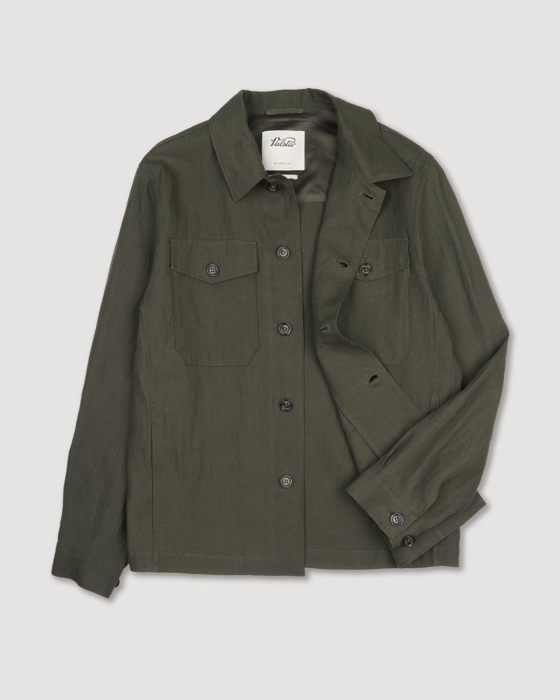 Overshirt Ayler in puro lino sfoderata. Verde - Oliva
