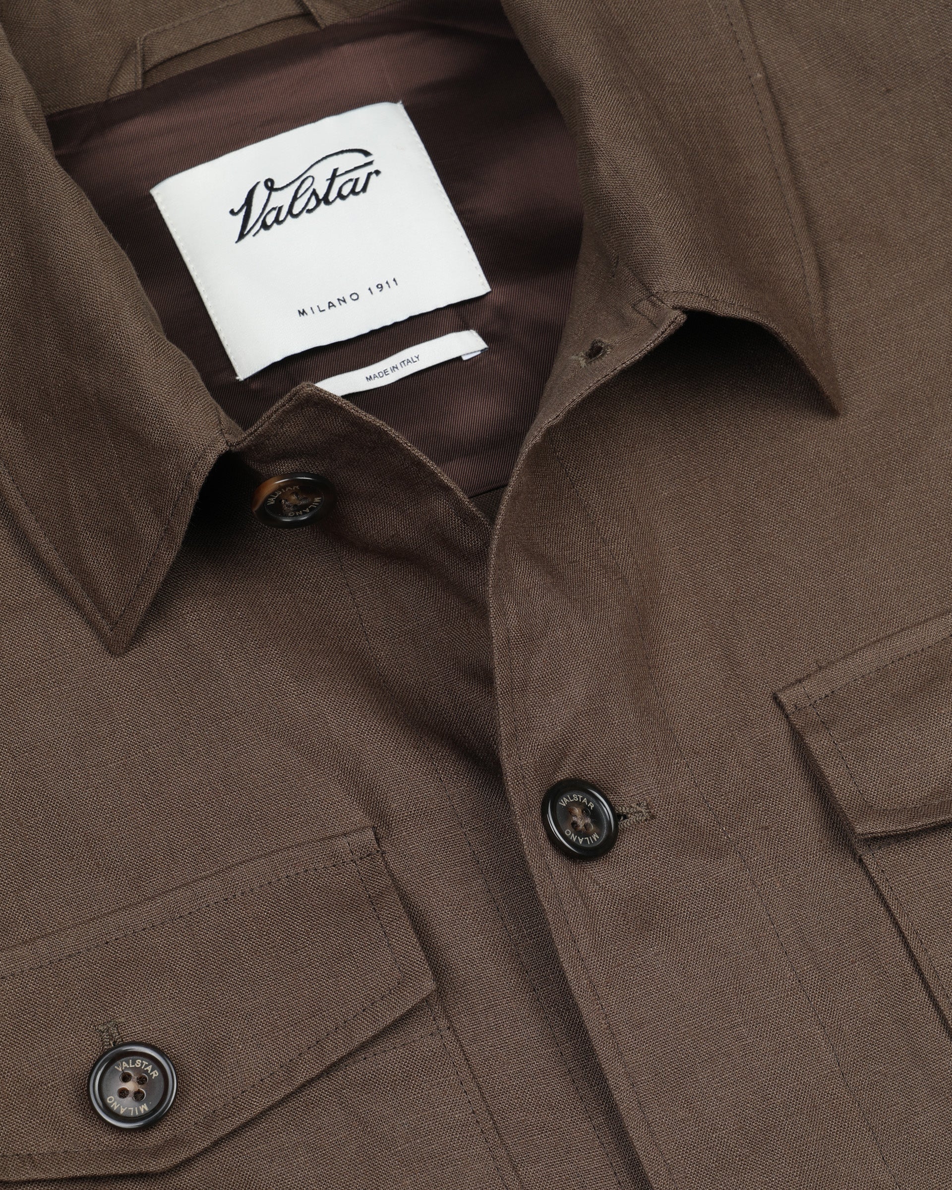 UOMO- OVERSHIRT CON BOTTONI IN TESSUTO LINO TINTO PEZZA, SFODERATA - Caramello