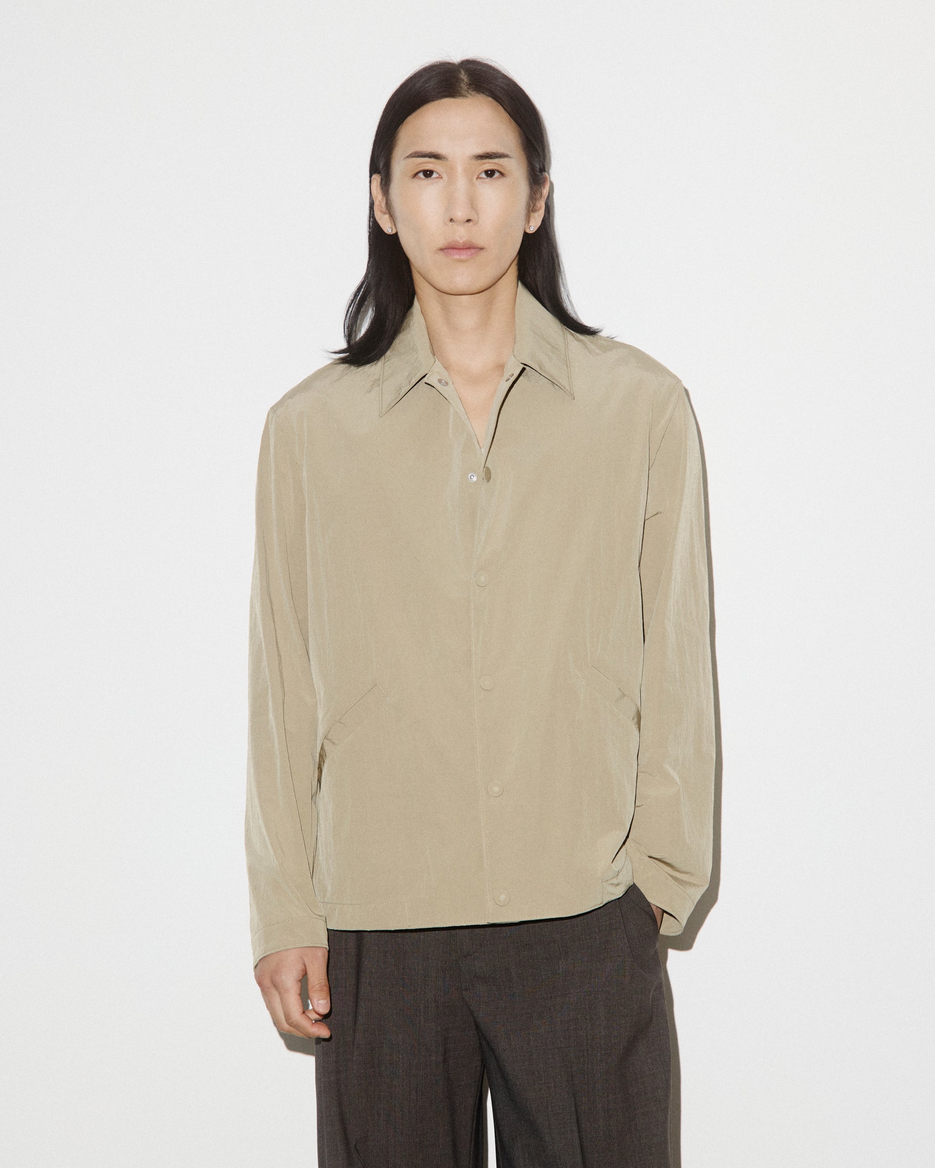 Coach jacket Potter in cotone-nylon manopesca water repellent. Beige - Sabbia