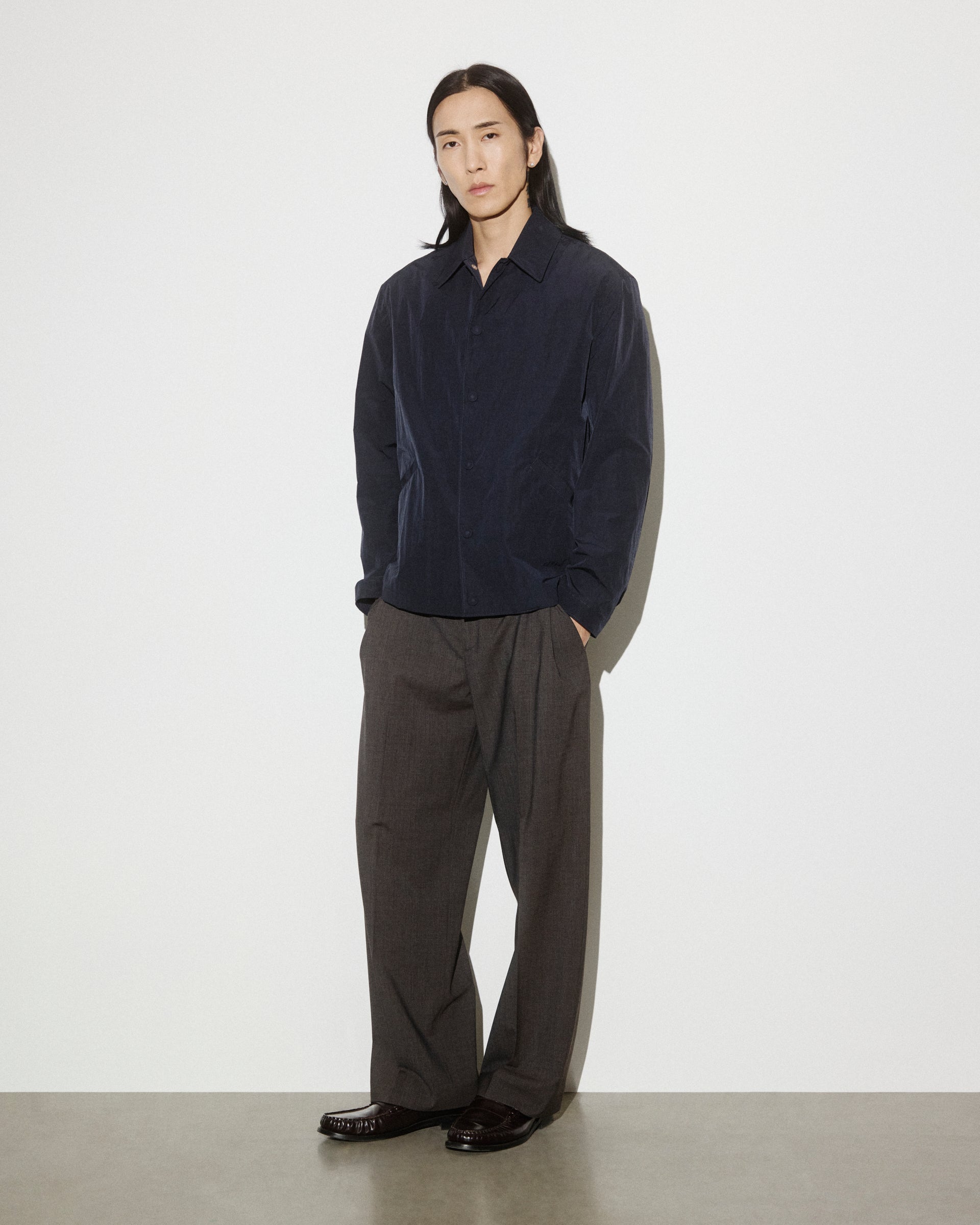 UOMO- COACH JACKET CON BOTTONI A PRESSIONE IN TESSUTO COTONE/NYLON MANOPESCA WR, SFODERATA - Navy