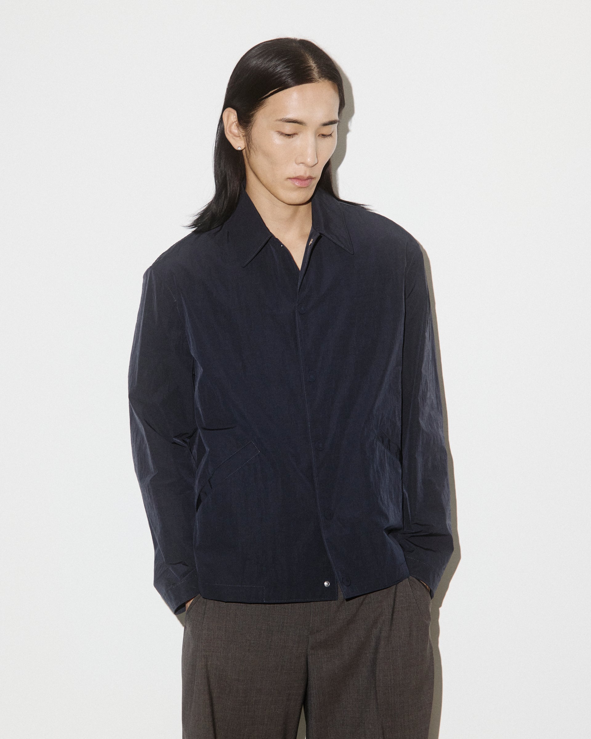 UOMO- COACH JACKET CON BOTTONI A PRESSIONE IN TESSUTO COTONE/NYLON MANOPESCA WR, SFODERATA - Navy