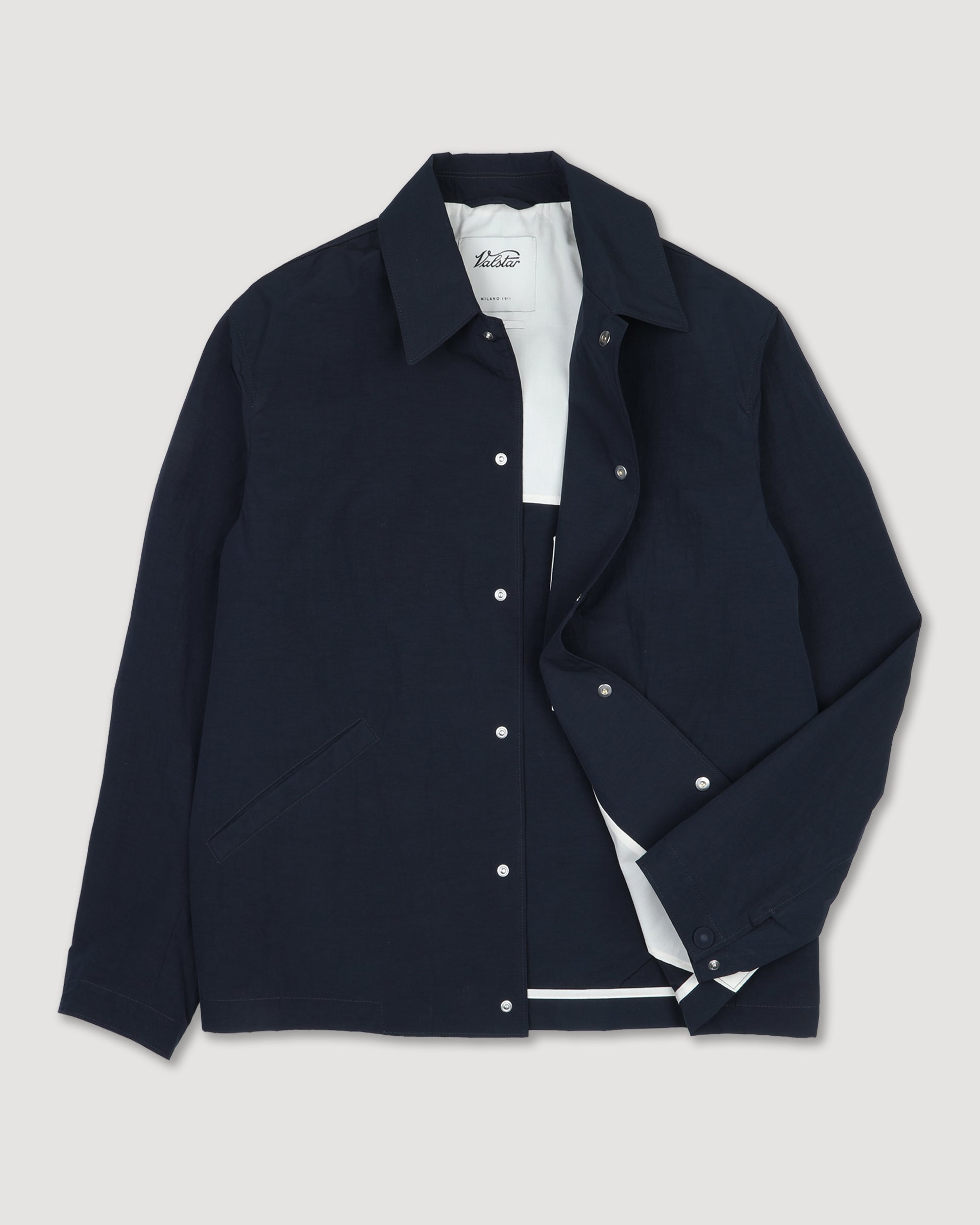 UOMO- COACH JACKET CON BOTTONI A PRESSIONE IN TESSUTO COTONE/NYLON MANOPESCA WR, SFODERATA - Navy