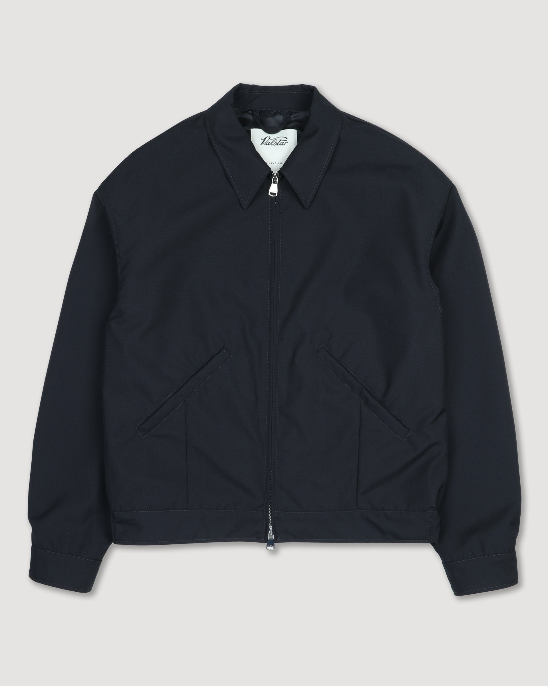 Giubbotto bomber Stan in tessuto fresco lana in pura lana vergine. Blu - Navy
