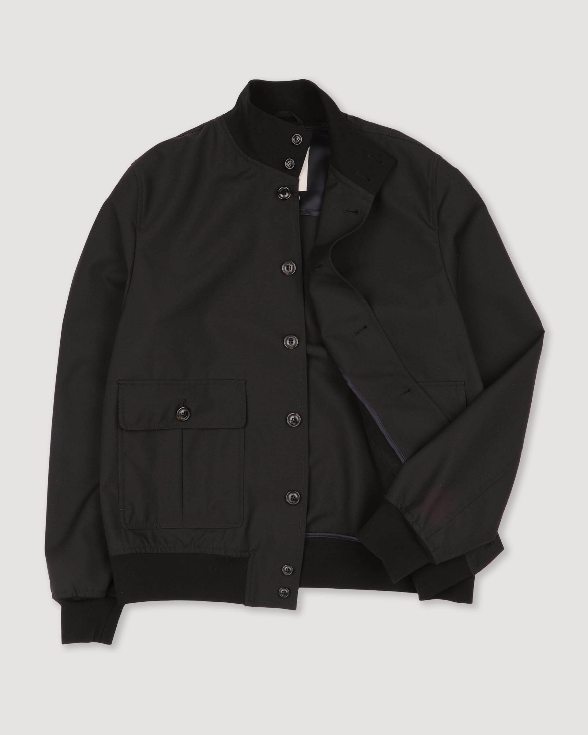 Giubbotto Valstarino in tessuto fresco lana di pura lana vergine. Marrone - Ebano