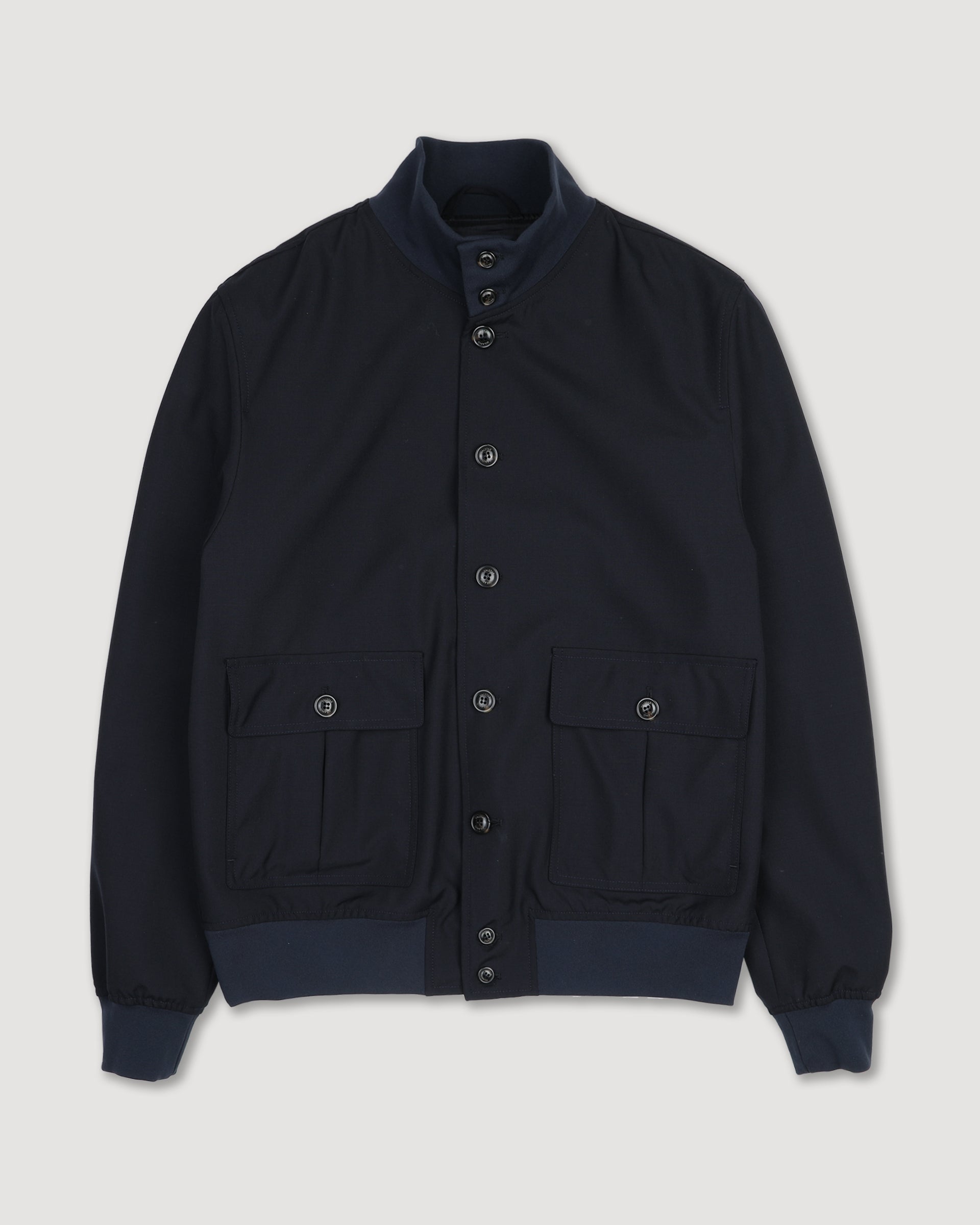 Giubbotto Valstarino in tessuto fresco lana di pura lana vergine. Blu - Navy