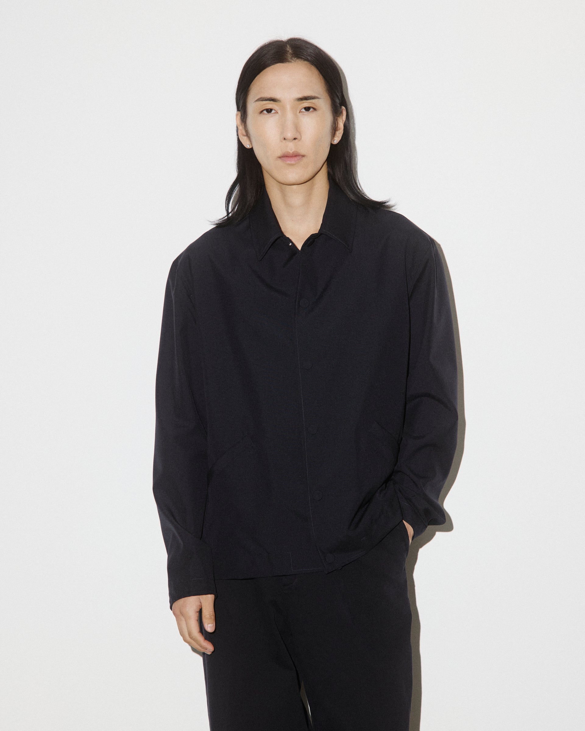 UOMO- COACH JKT CON BOTTONI A PRESSIONE IN TESSUTO FRESCO LANA 2 PLY IN PURA LANA VERGINE, CARRE INTERNO E MANICHE FODERATE - Navy