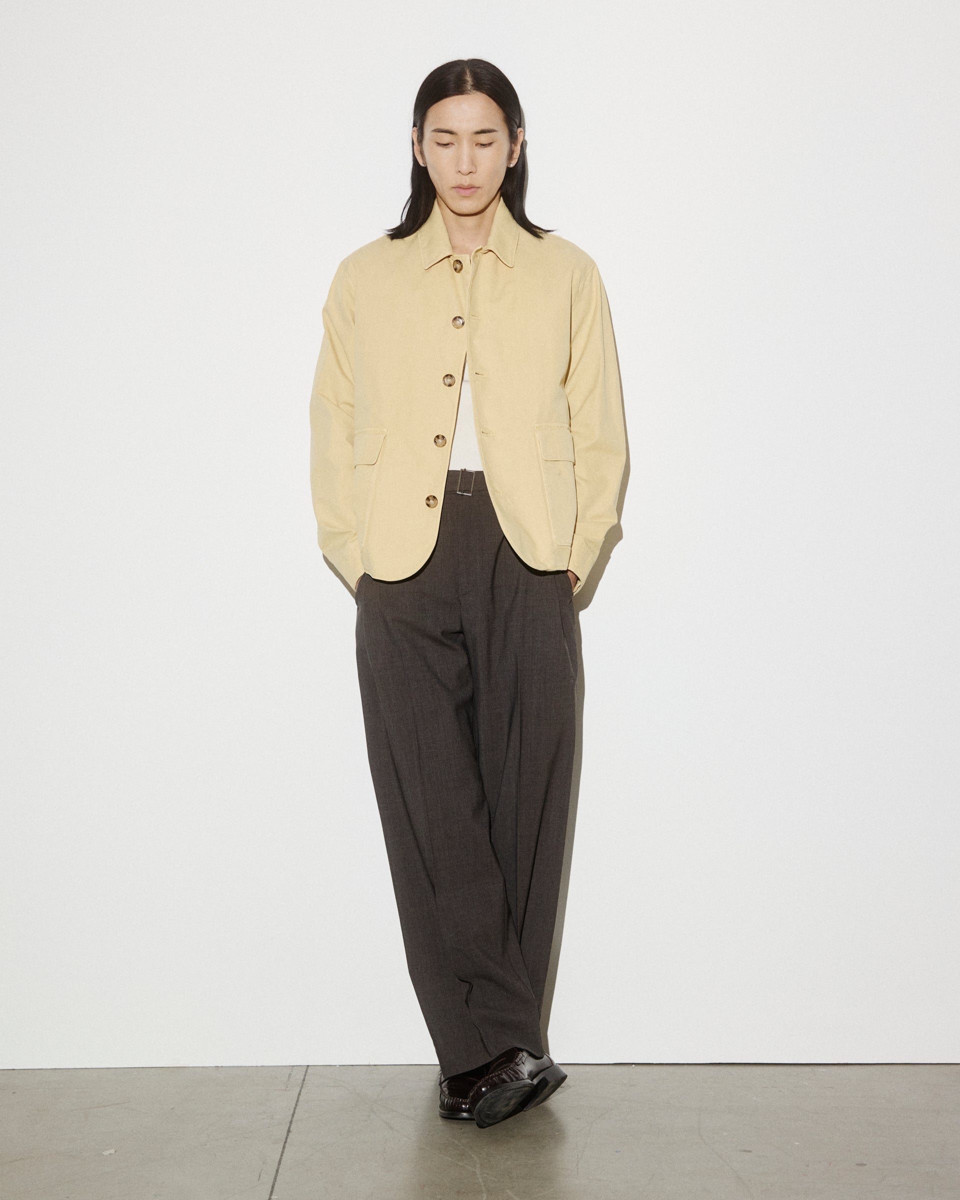 UOMO- GIACCA CON BOTTONI E TASCHE A TOPPA , IN TESSUTO CANVAS DI COTONE, SFODERATO, TINTO CAPO - Propoli