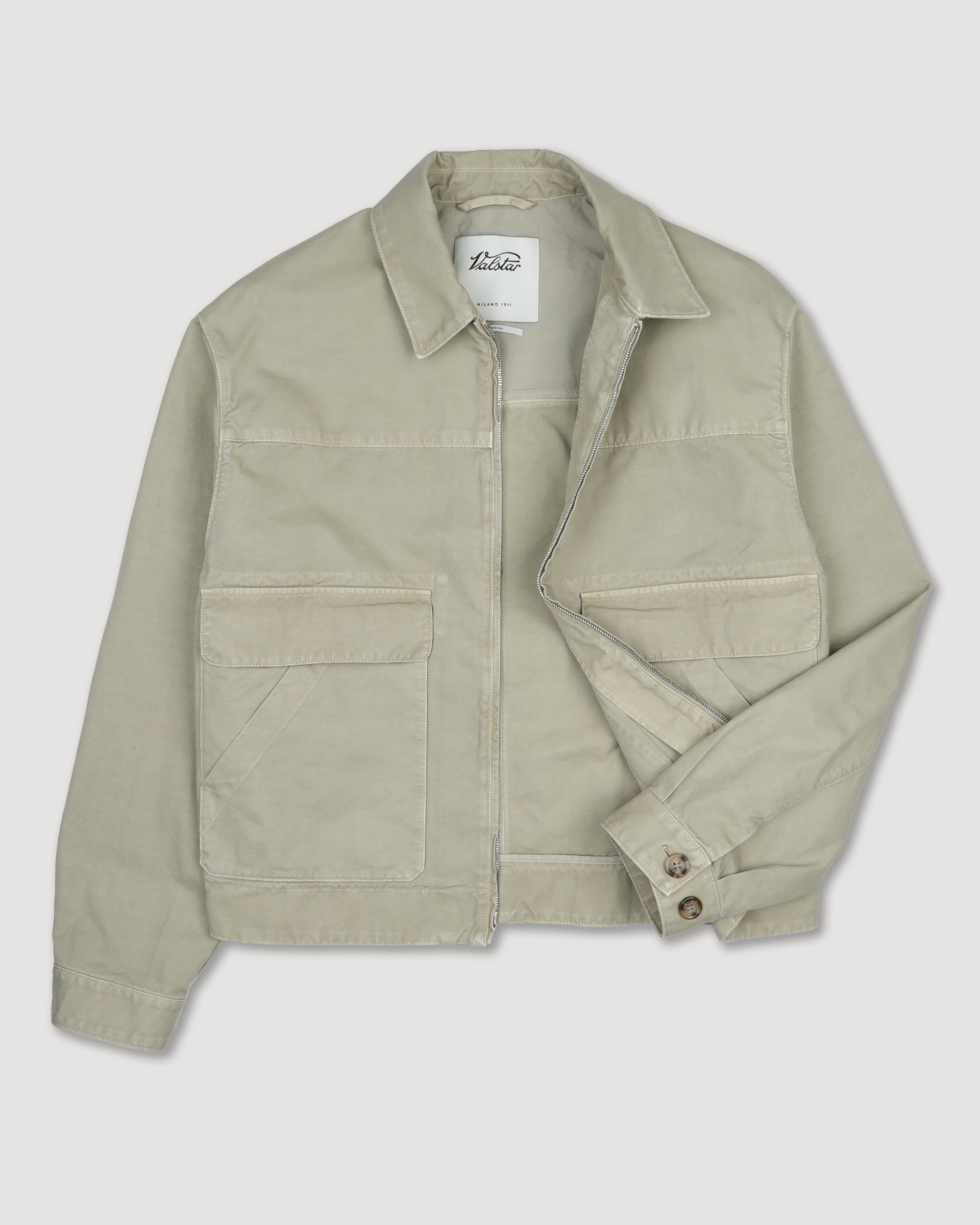 Zip Jacket Bob in canvas di cotone manopesca, sfoderato. Verde - Artichoke