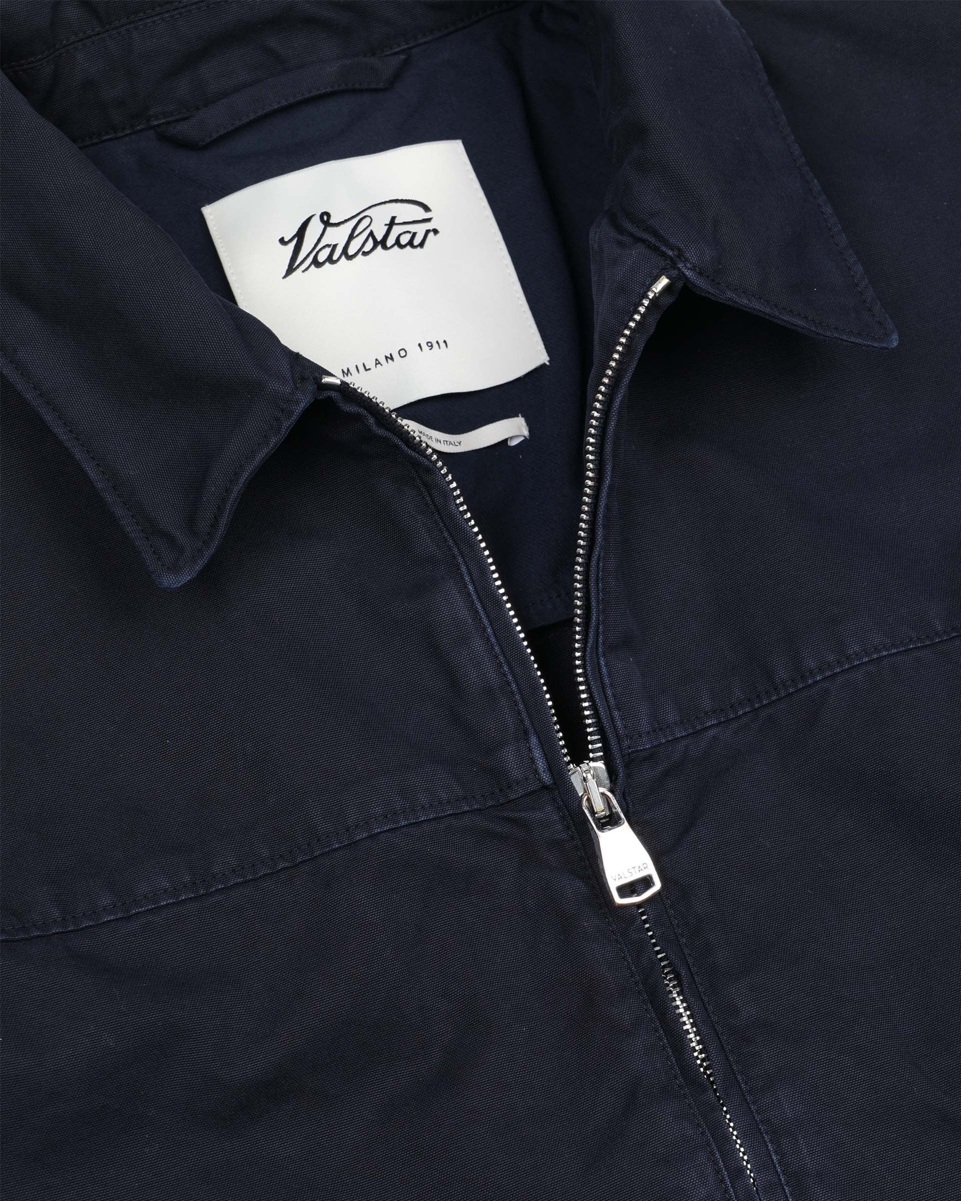 UOMO- GIUBBOTTO CON ZIP E TASCHE A TOPPA, IN TESSUTO CANVAS DI COTONE, SFODERATO, TINTO CAPO - Blu