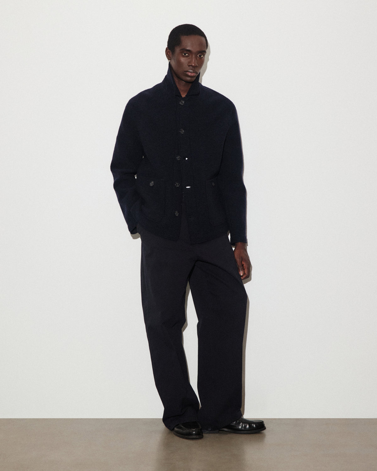 Gil work jacket in lana cotta, sfoderata. Blu - Navy