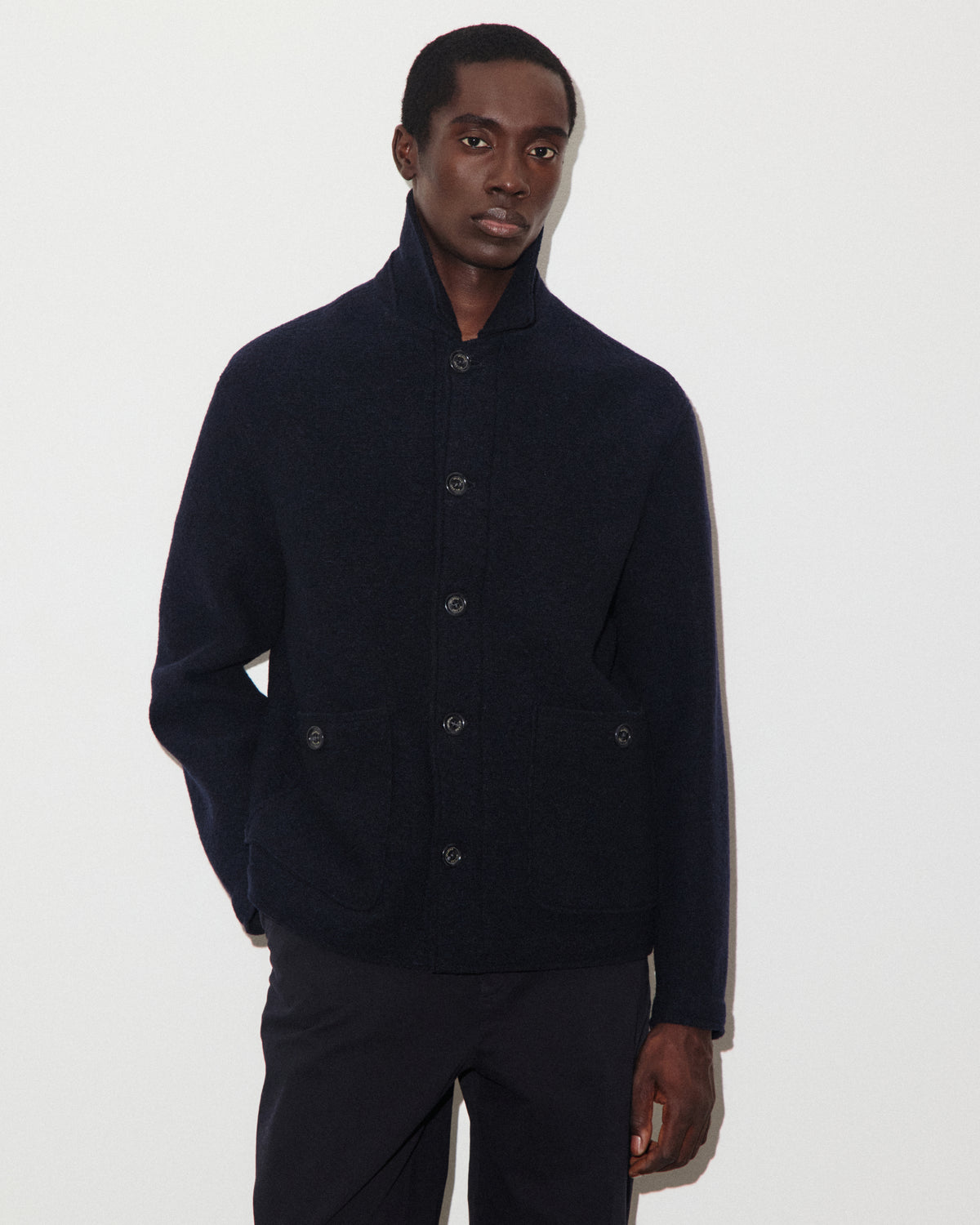 Gil work jacket in lana cotta, sfoderata. Blu - Navy
