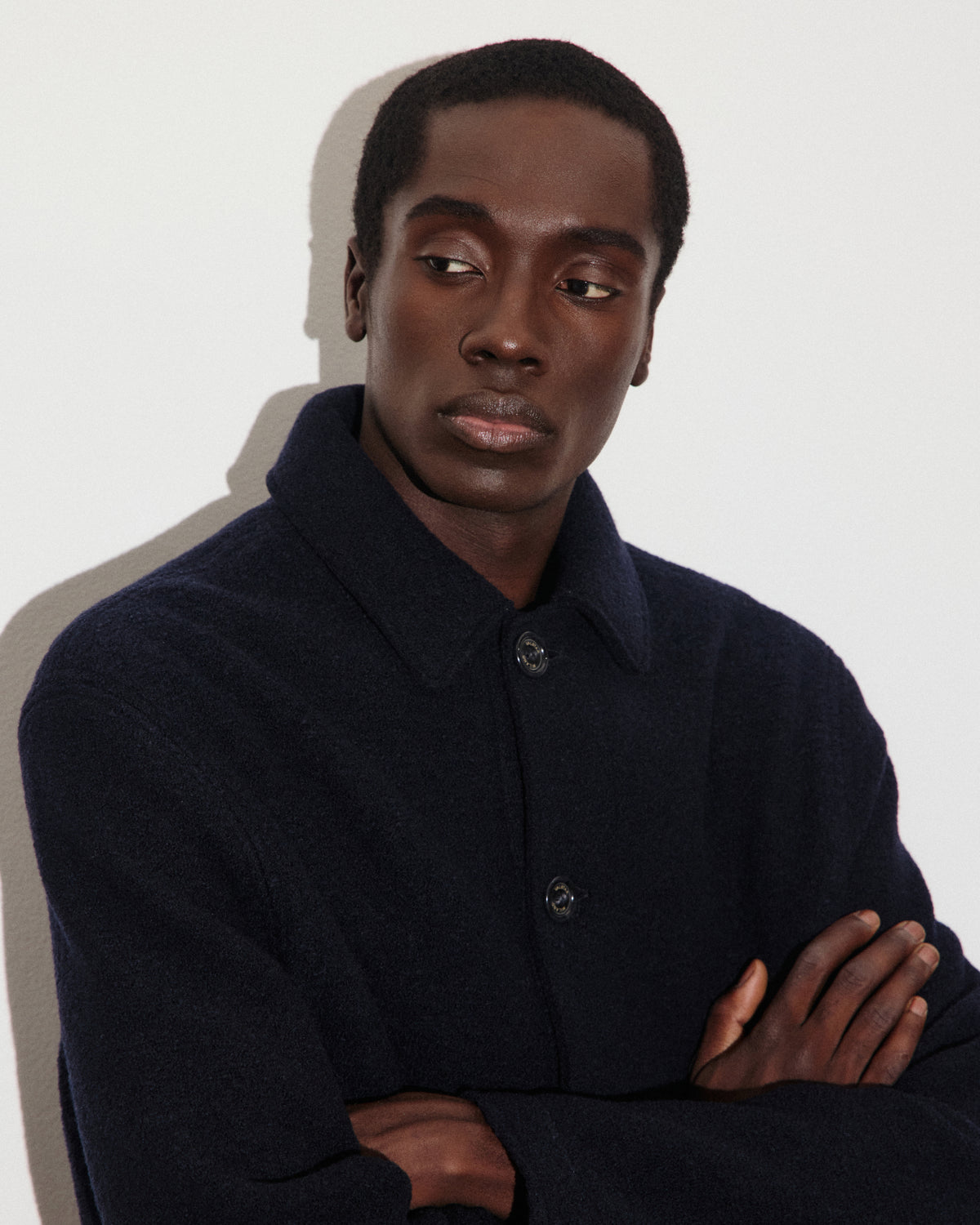 Gil work jacket in lana cotta, sfoderata. Blu - Navy